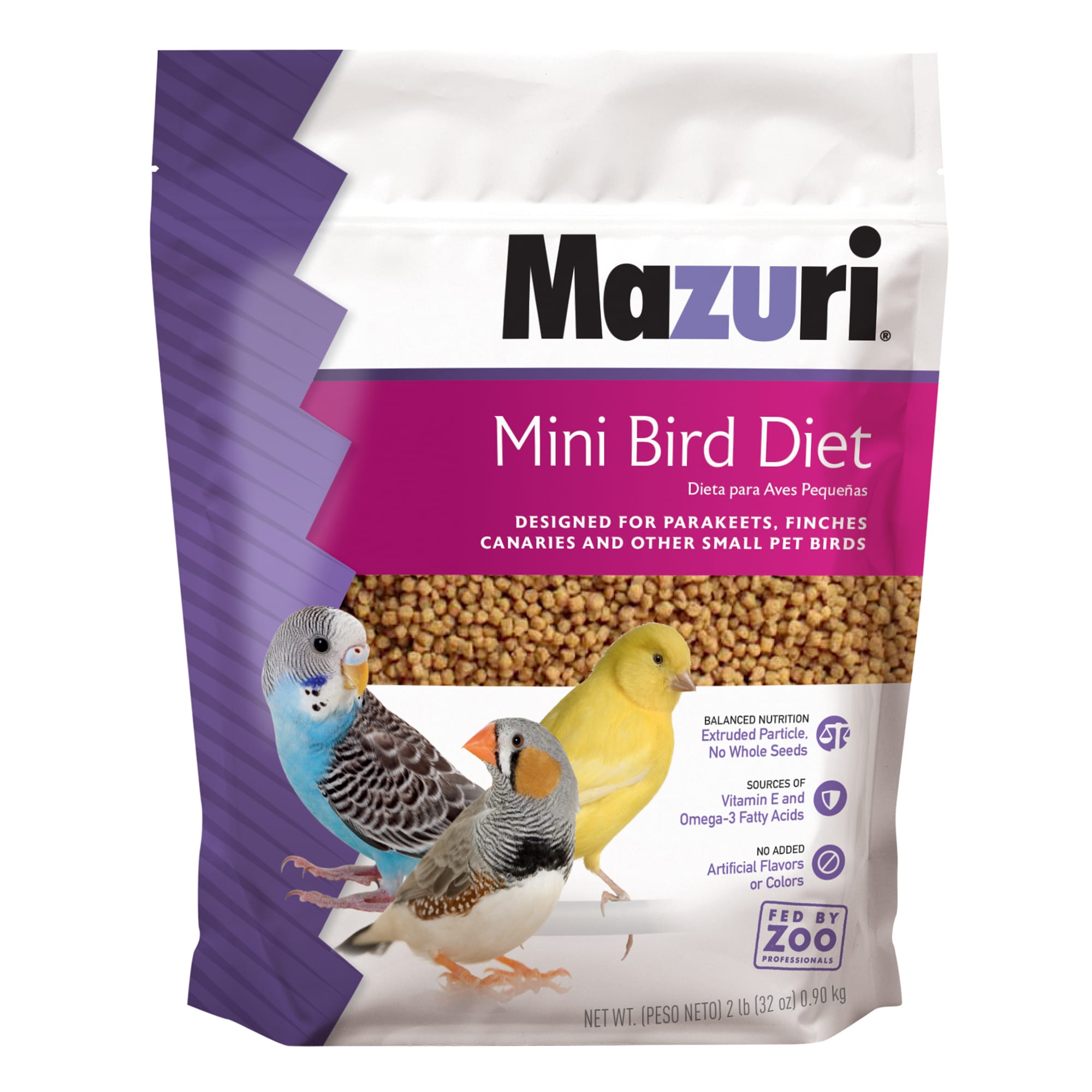 Mazuri Mini Bird Diet Pellets for Parakeets Canaries 2 lbs