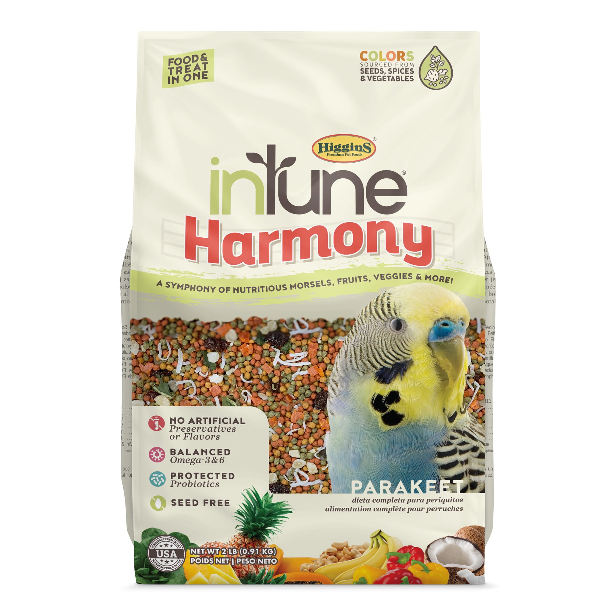 Higgins inTune Harmony Fruit Extruded Parakeet Bird Food 2 lbs