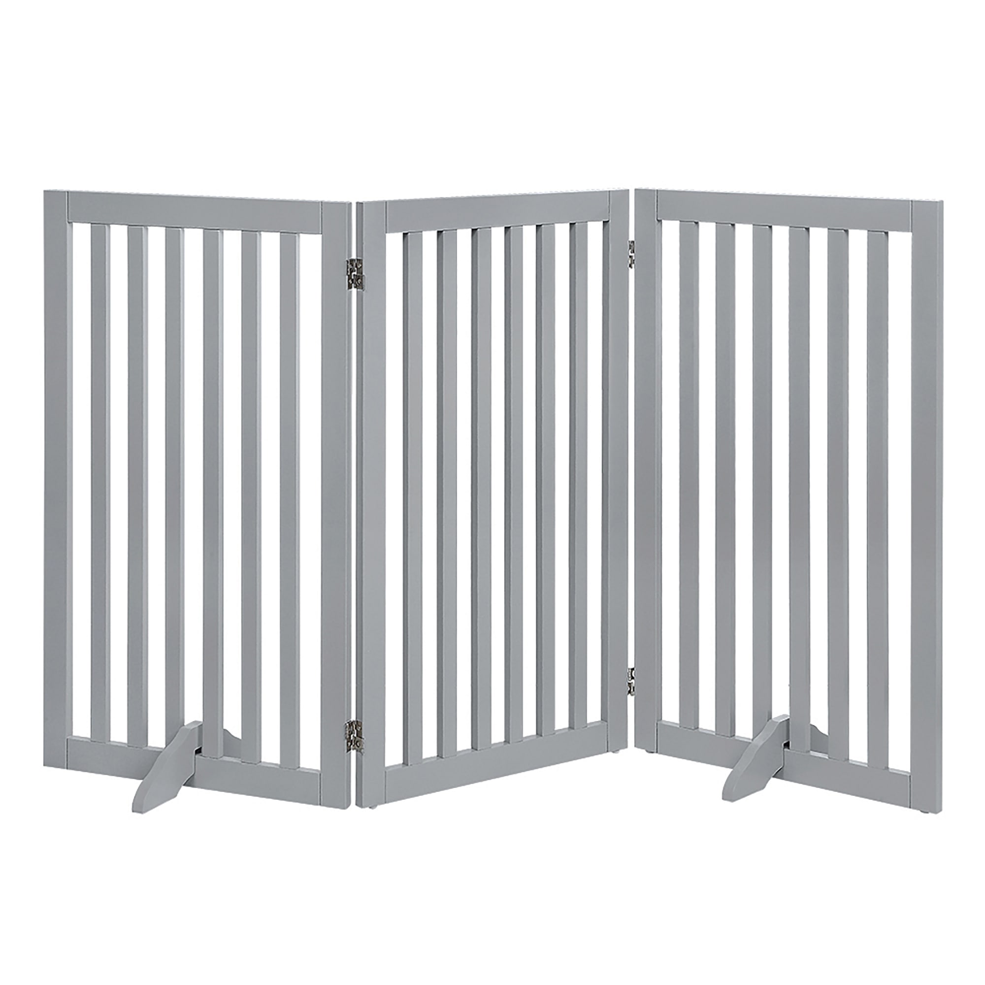 UniPaws Flat Wooden Freestanding 3 panel Gray Dog Gate, 20