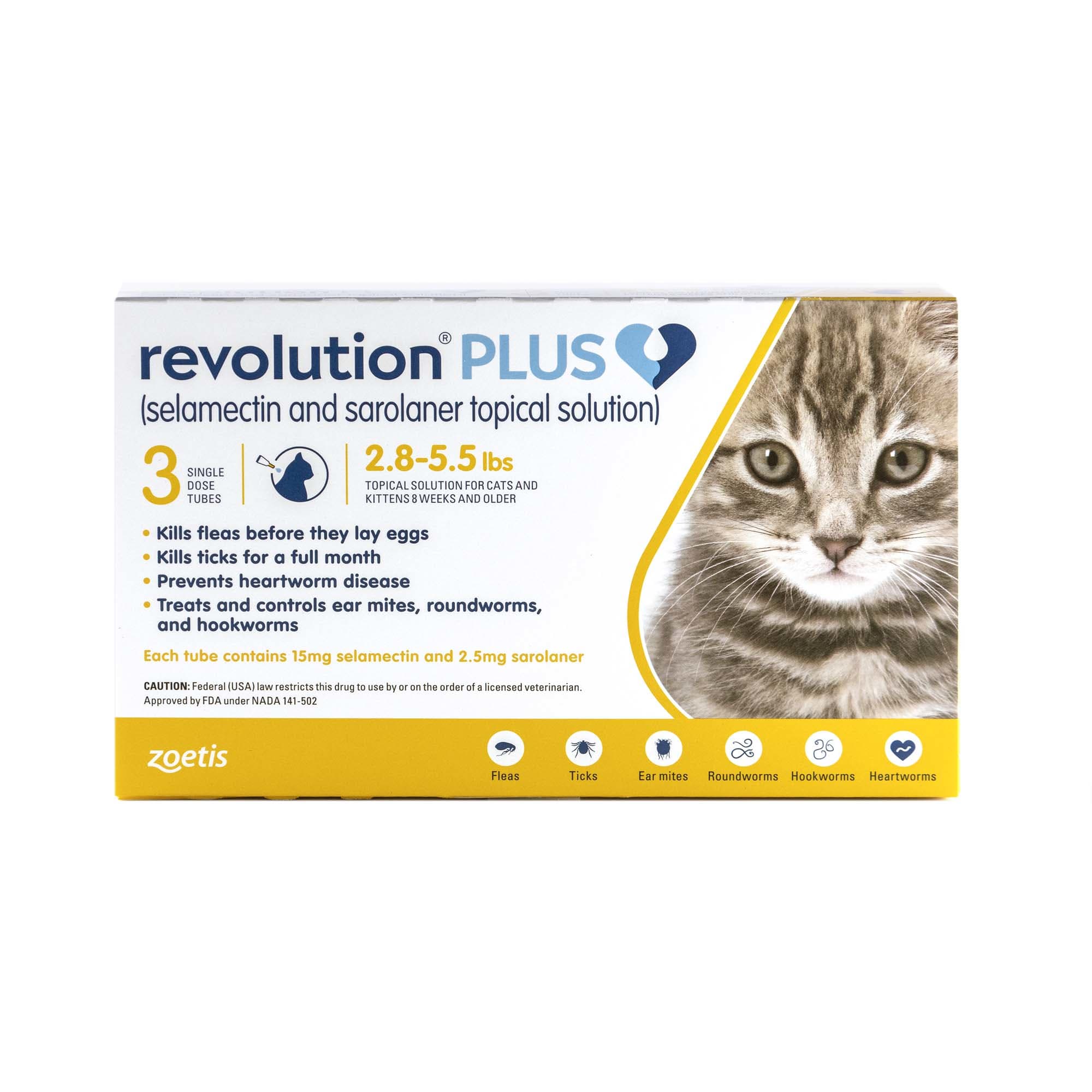 Revolution Plus Topical Solution 2 8 5 5lbs Cat 3 Month Supply Petco