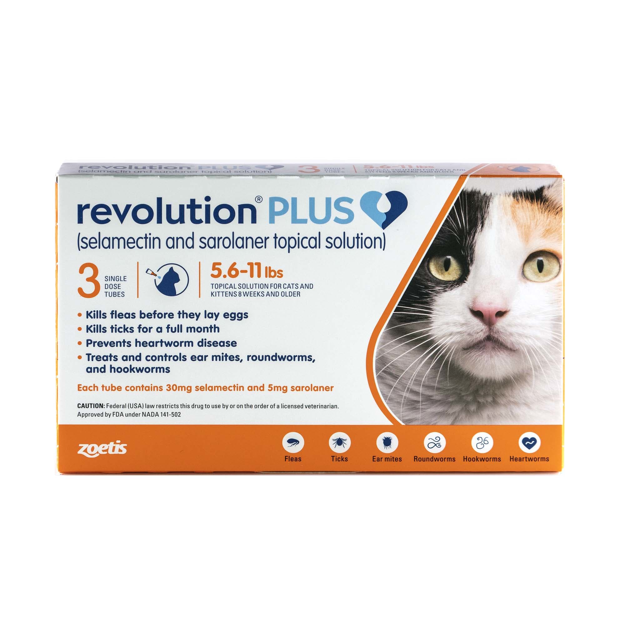 Revolution Plus Topical Solution 5.611lbs Cat, 3 Month Supply Petco