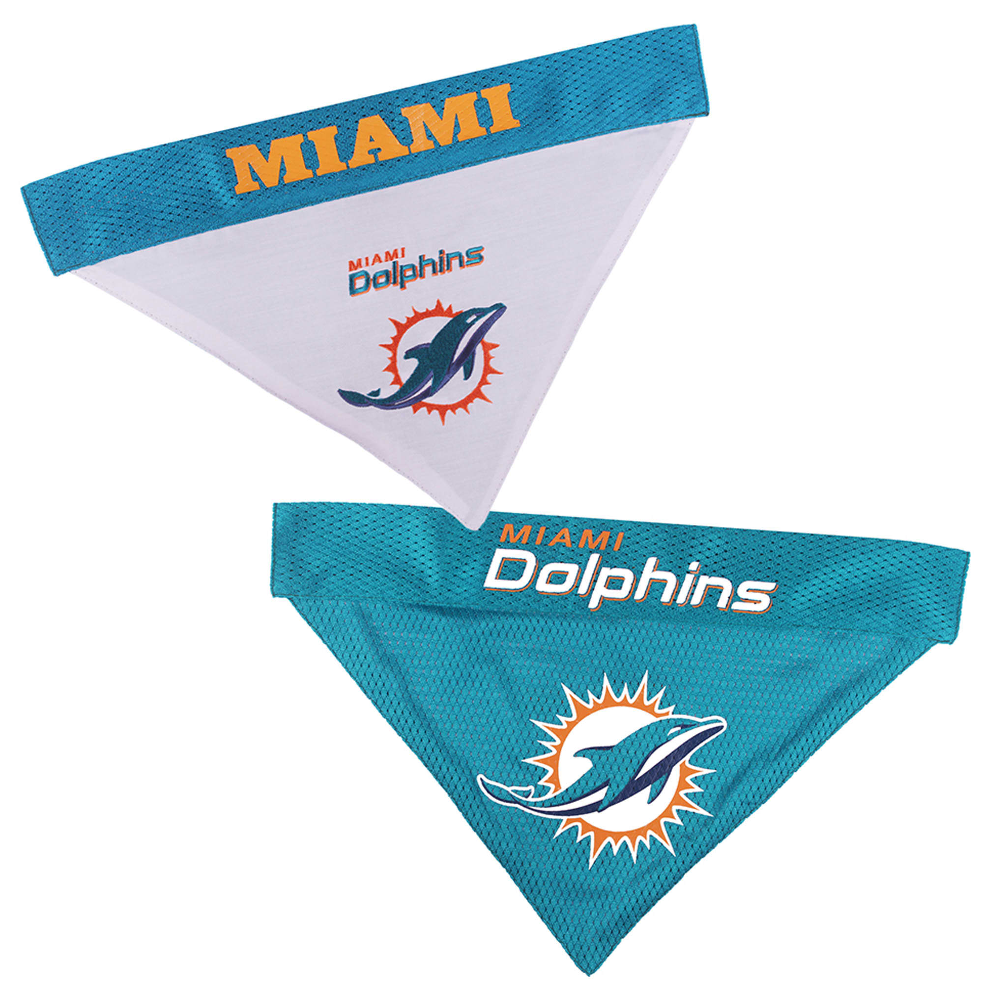 Pets First NFL AFC Reversible Bandana For Dogs, Small/Medium, Miami