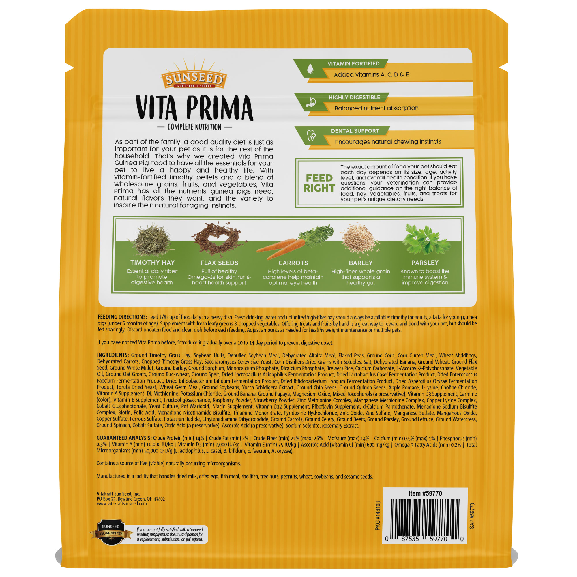 Vita prima shop guinea pig food