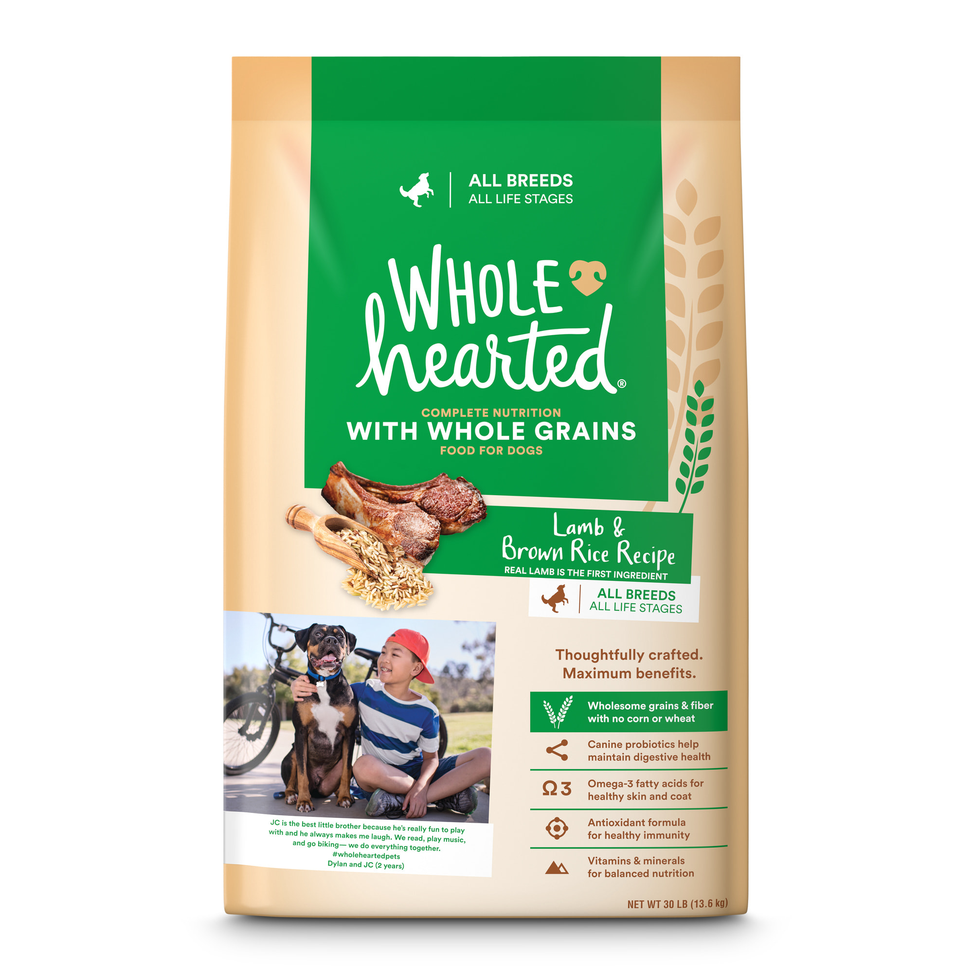 WholeHearted Lamb Brown Rice Recipe with Whole Grains Dry Dog Food 30 lbs