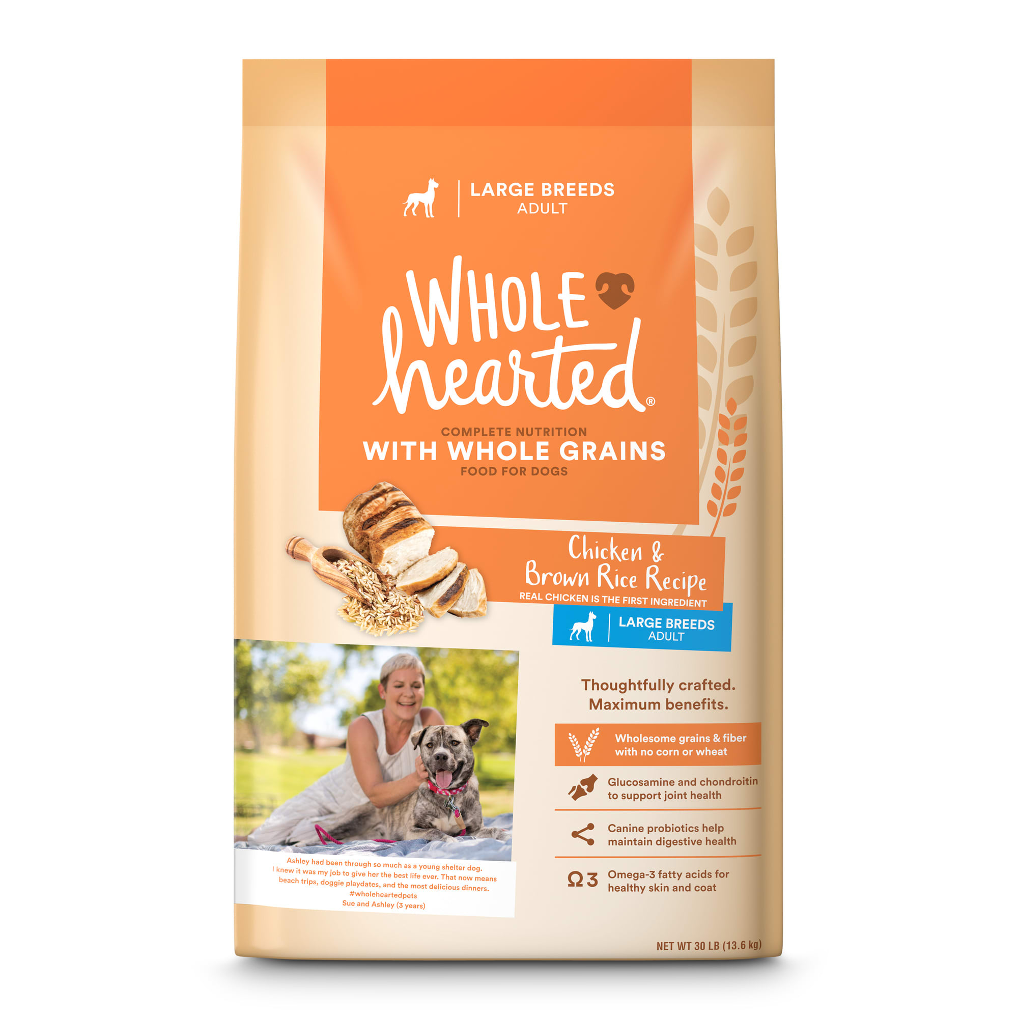 WholeHearted Adult Large Breed Chicken Brown Rice Recipe with Whole Grains Dry Dog Food 45 lbs