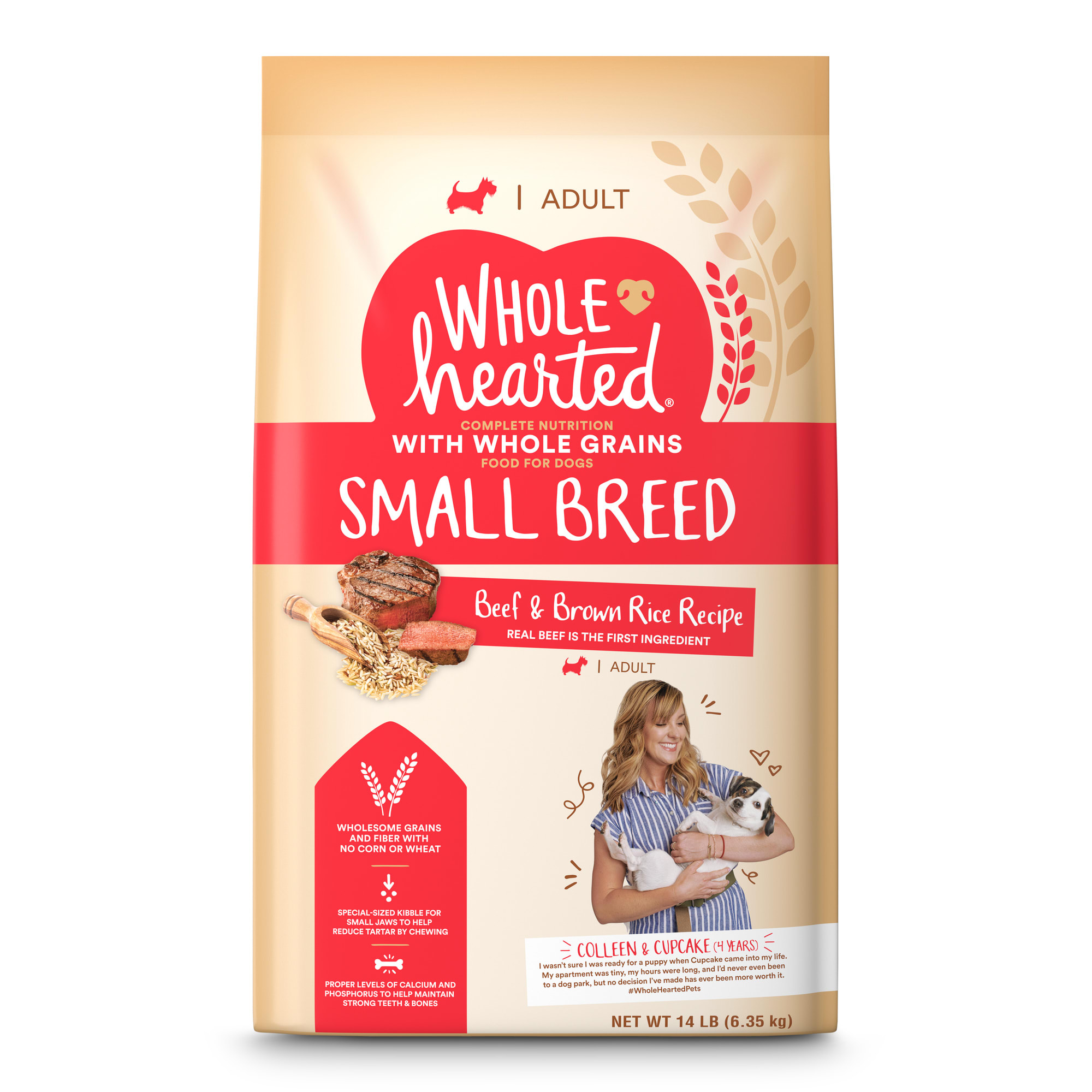 WholeHearted Adult Small Breed Beef Brown Rice Recipe with Whole Grains Dry Dog Food 14 lbs