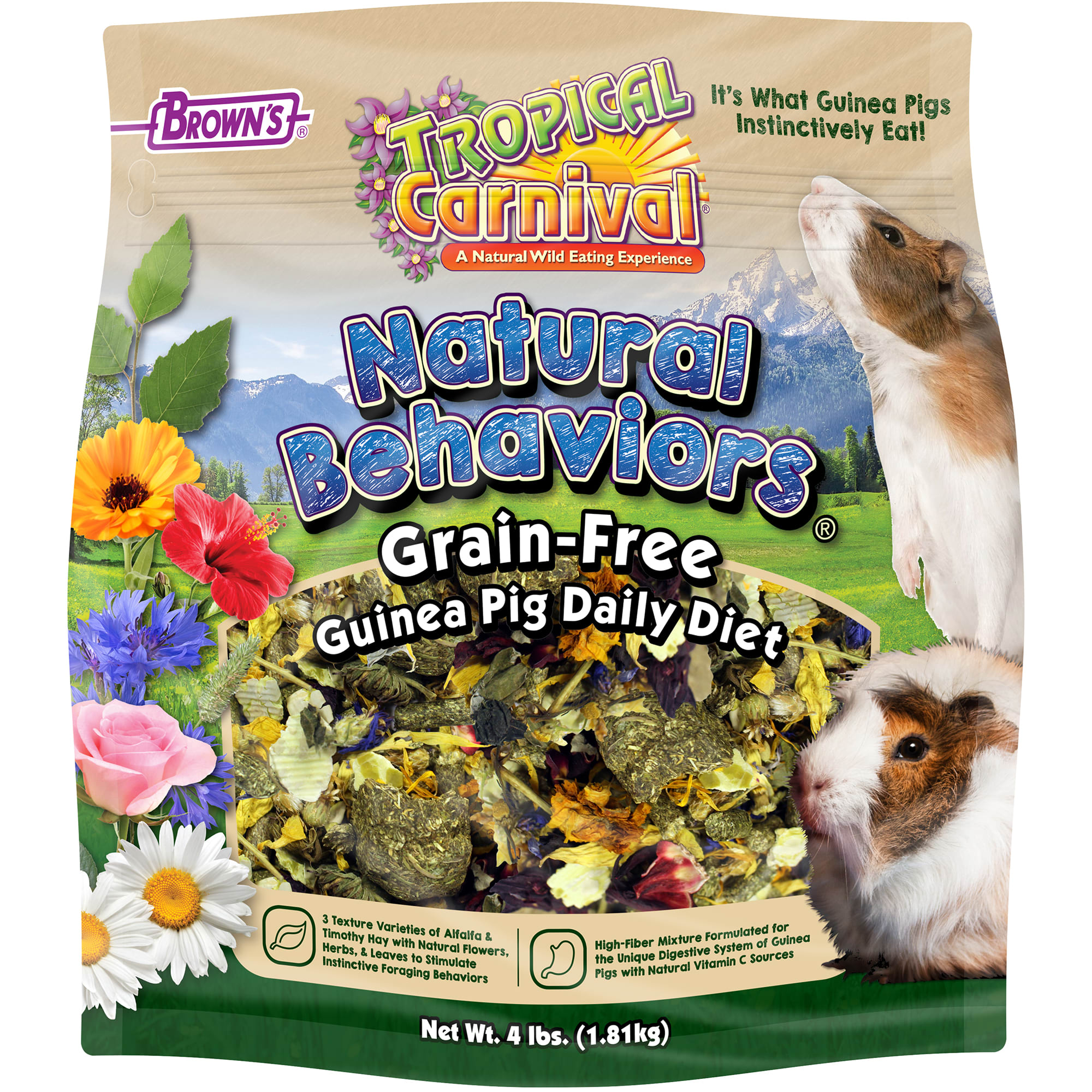 Brown's Tropical Natural Behaviors Grain-Free Guinea Daily Diet Food, 4 | Petco