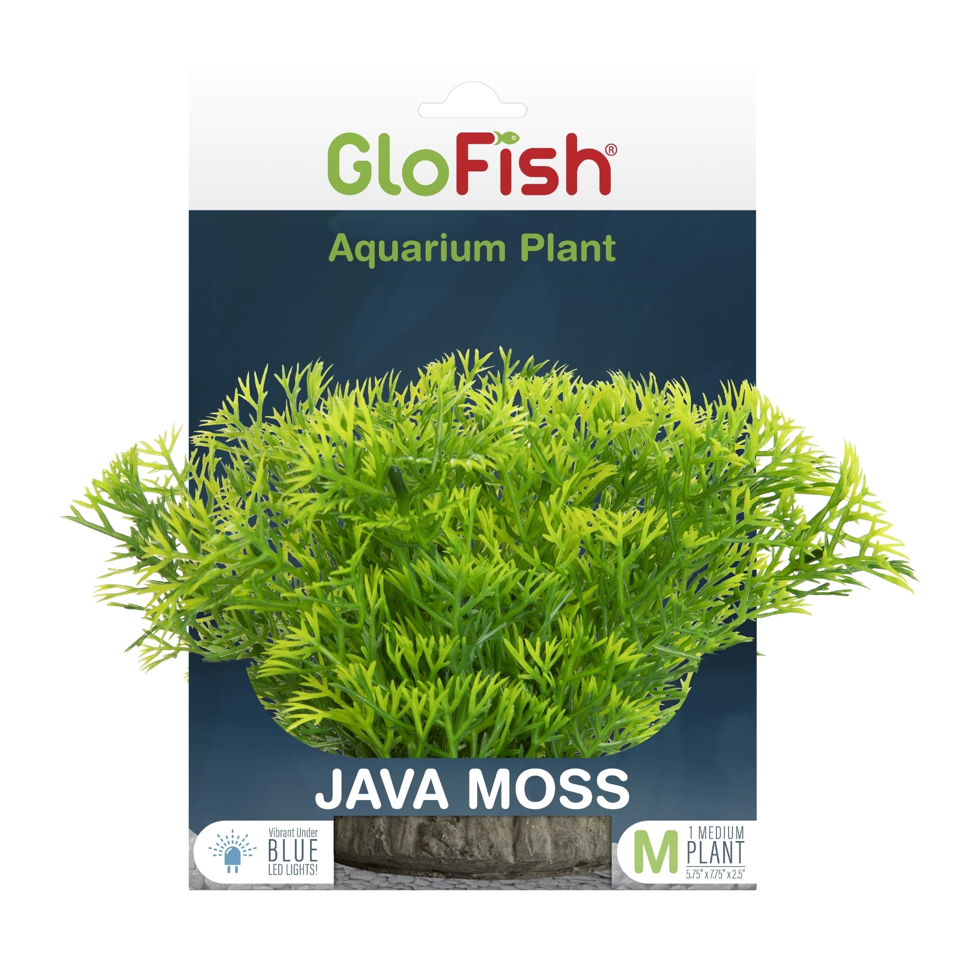 GloFish Java Moss Green Plant Fluorescent Under Blue LED Light Aquarium  Decor, Medium