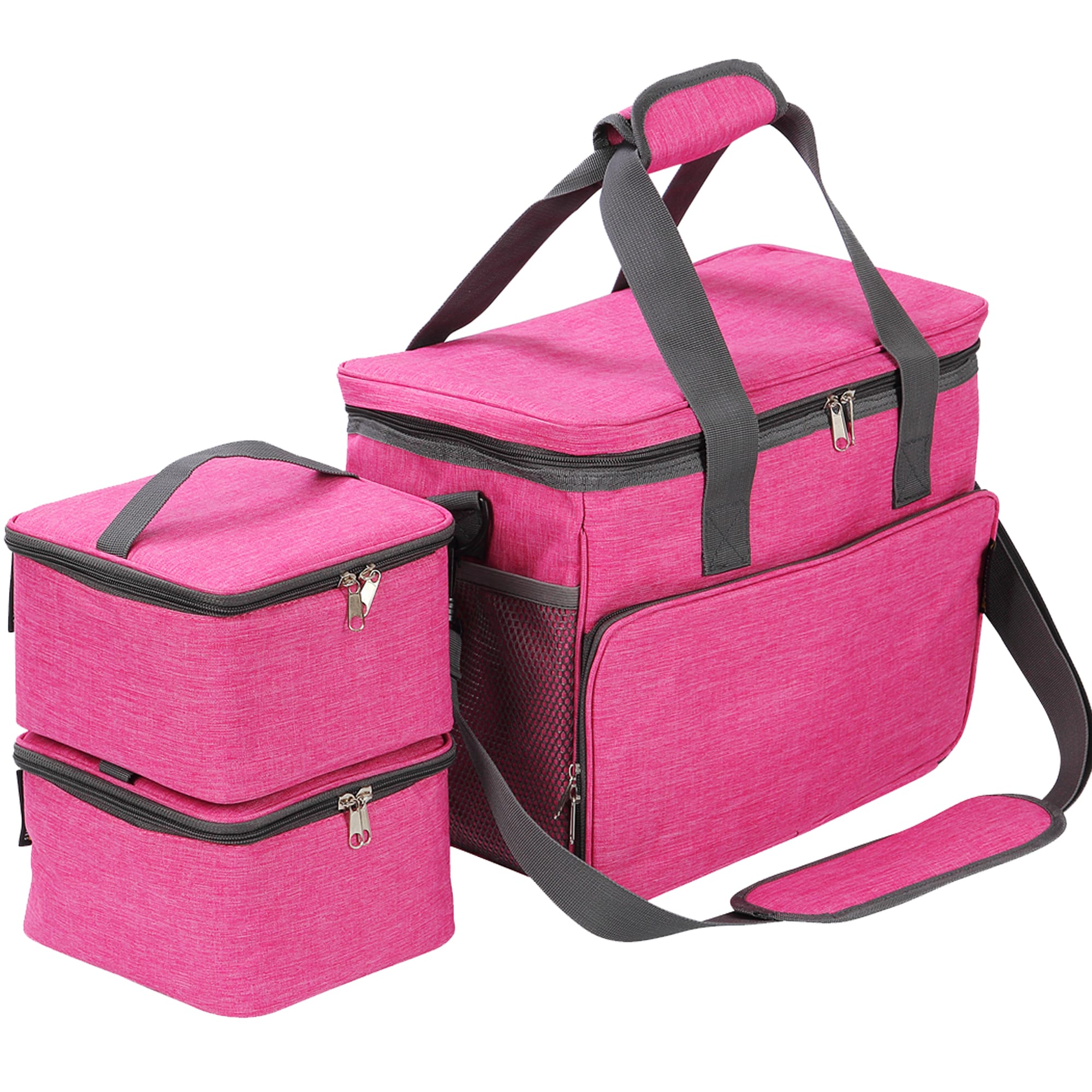 Kopeks Cat and Dog Pink Travel Bag Includes 2 Food Carriers, 2 Bowls ...