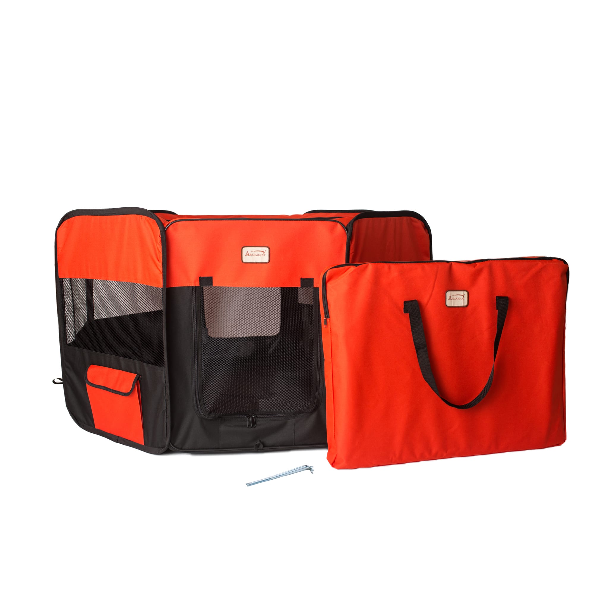 Armarkat Model PP002R Portable Pet Playpen in Black and Red Combo, 49 L X 49 W X 26 H, X-Large, Red / Black