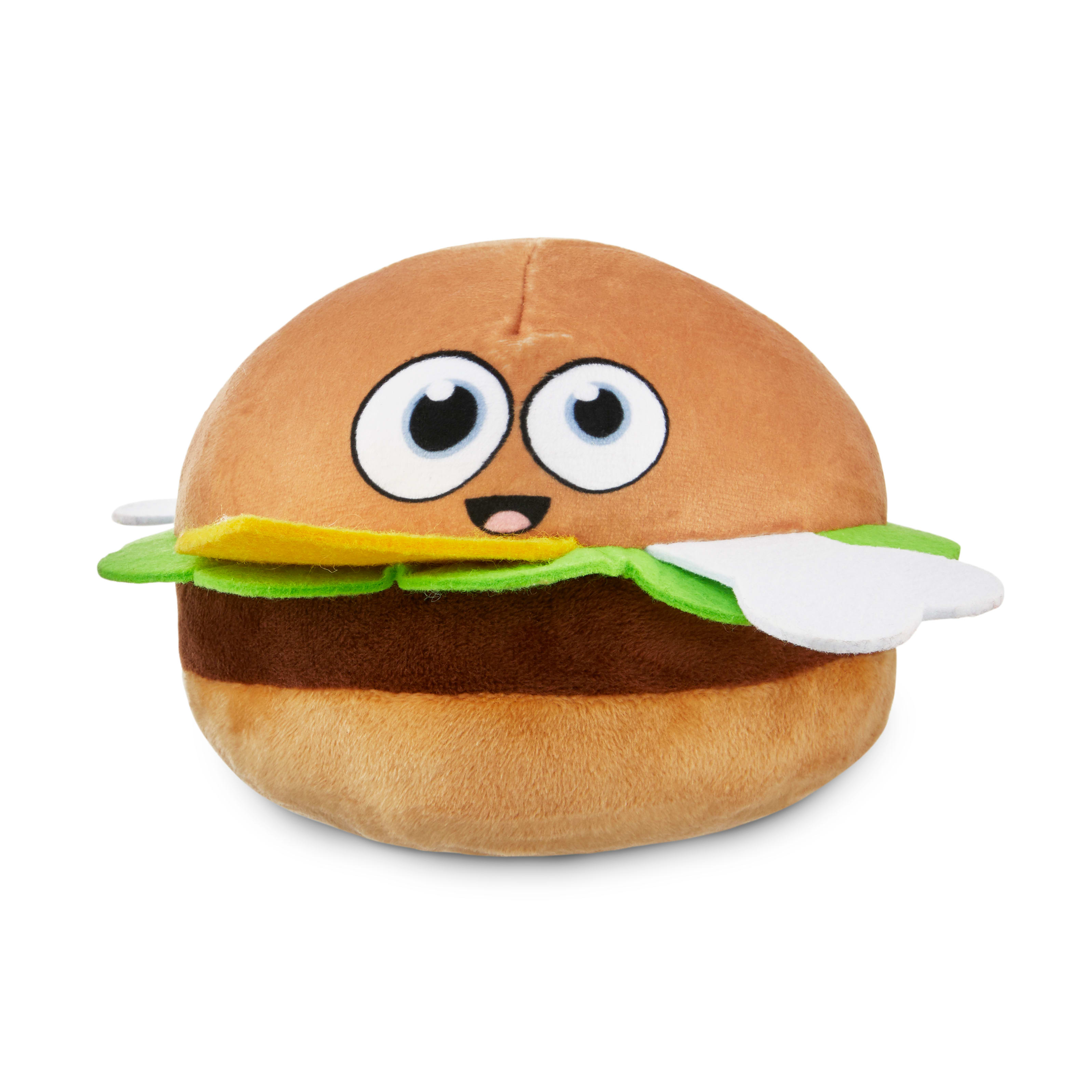 plush hamburger dog toy