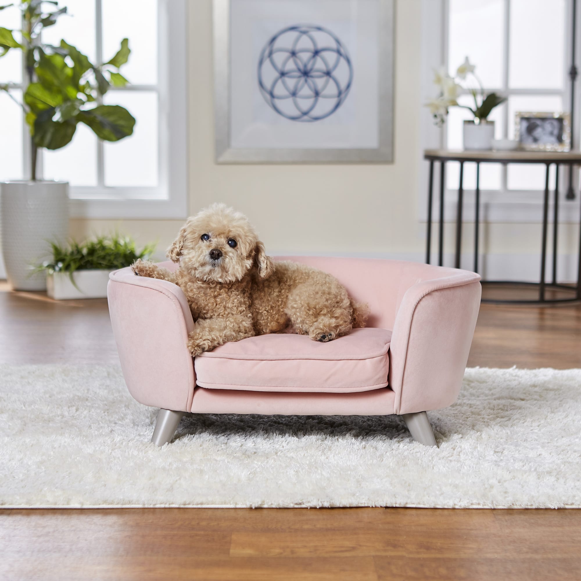 Enchanted Home Pet Blush Romy Pet Sofa, 26.5" L X 16" W X
