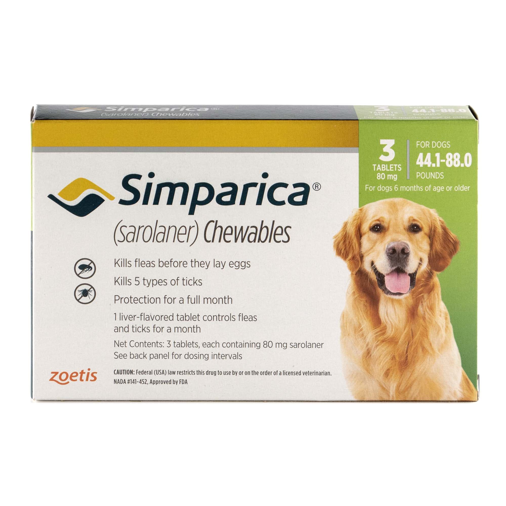 Simparica Chewable for Dogs 44.1-88 lbs, 3 Month Supply | Petco