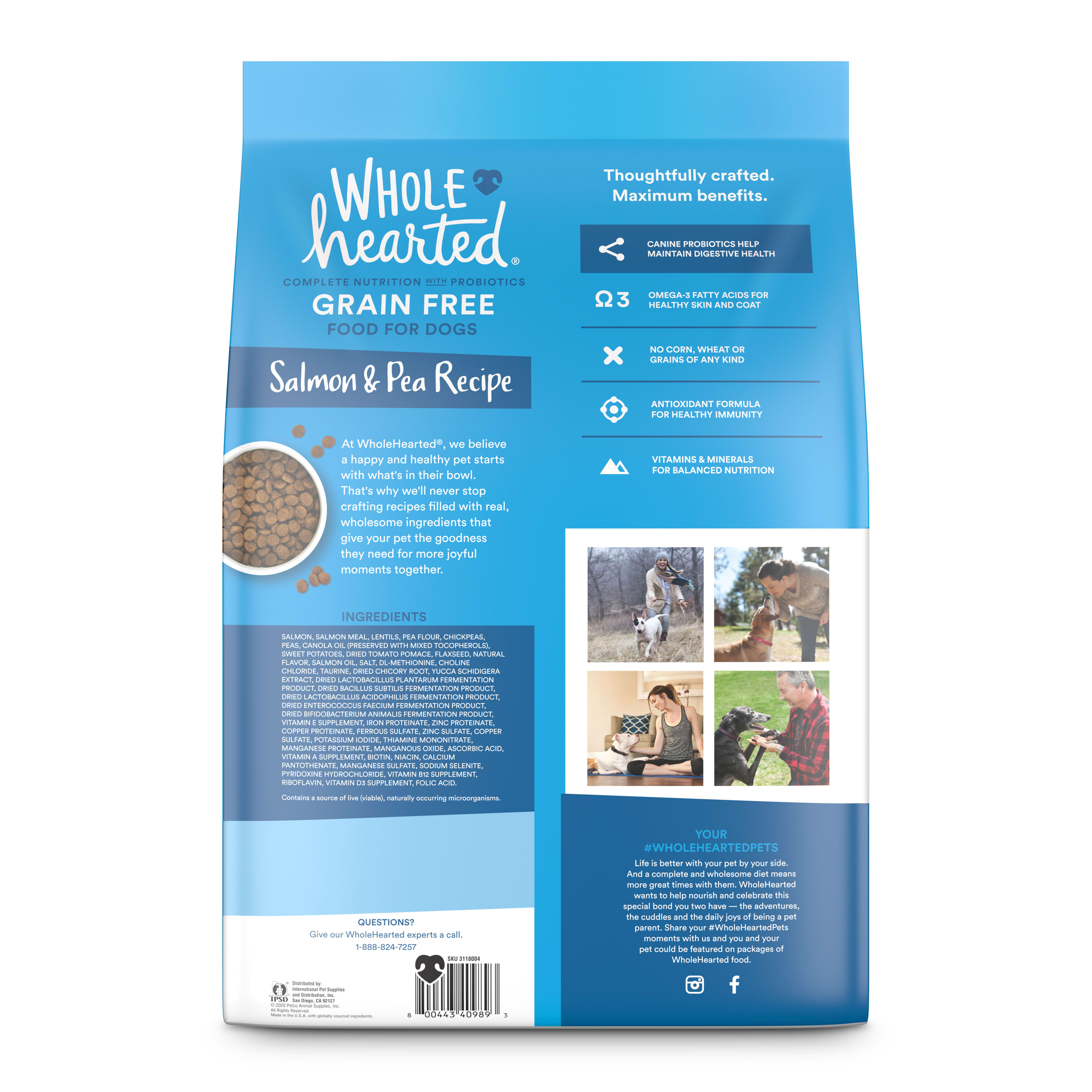WholeHearted Grain Free All Life Stages Salmon and Pea Recipe Dry Dog Food, 40 lbs.