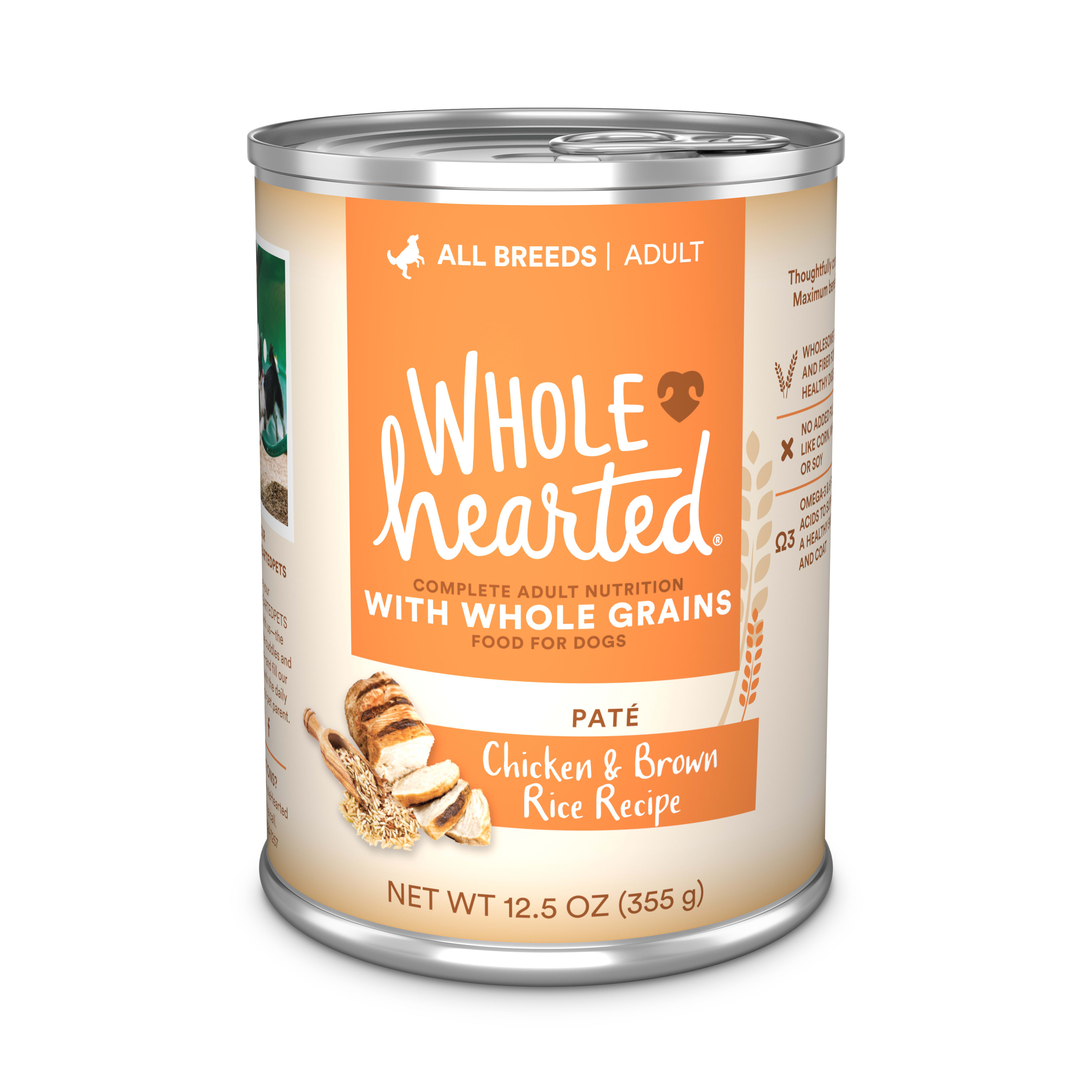 WholeHearted Chicken Brown Rice Recipe Pate with Whole Grains Wet Dog Food 12.5 oz. Case of 12