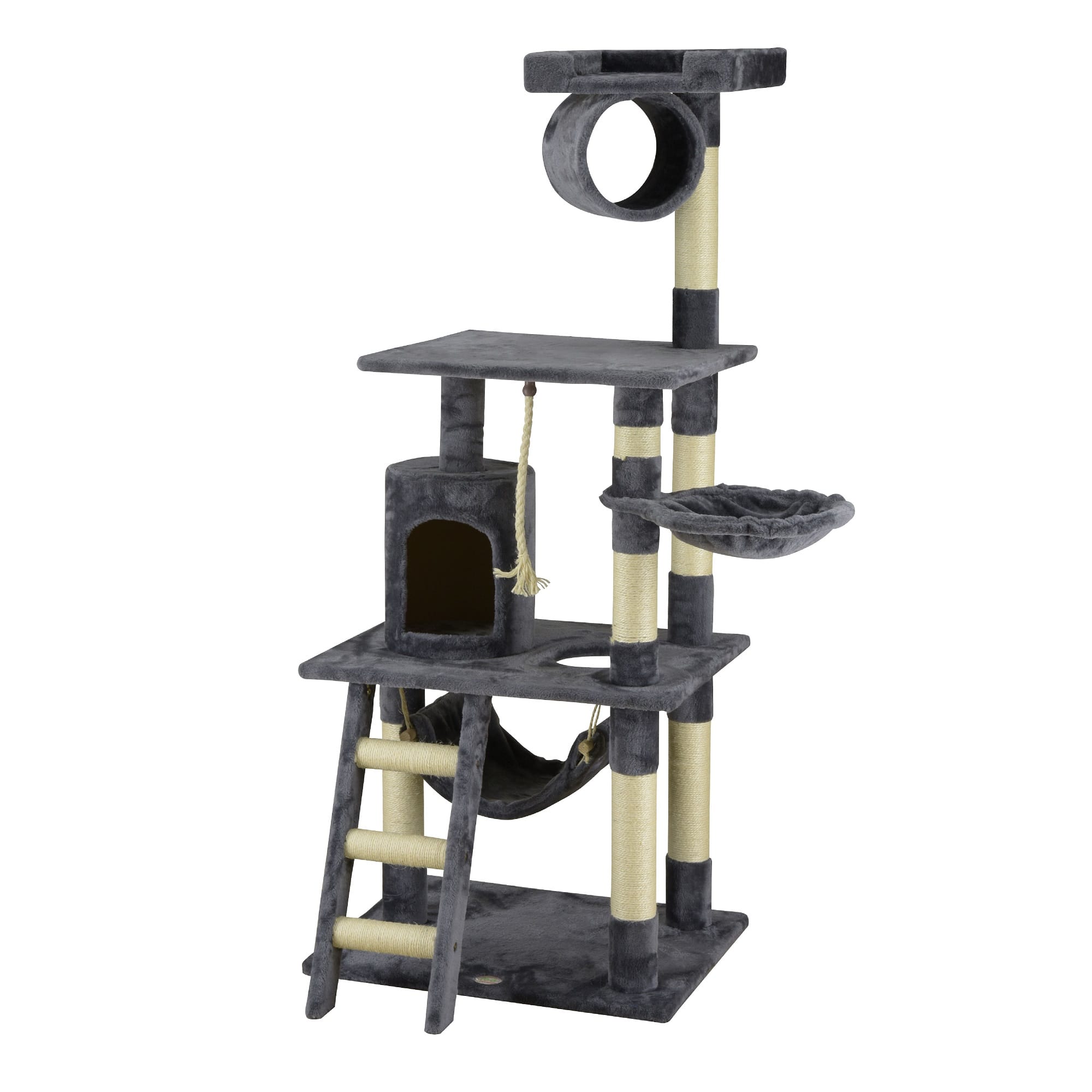 Go Pet Club 62" Grey Cat Tree Condo with Hammock & Basket
