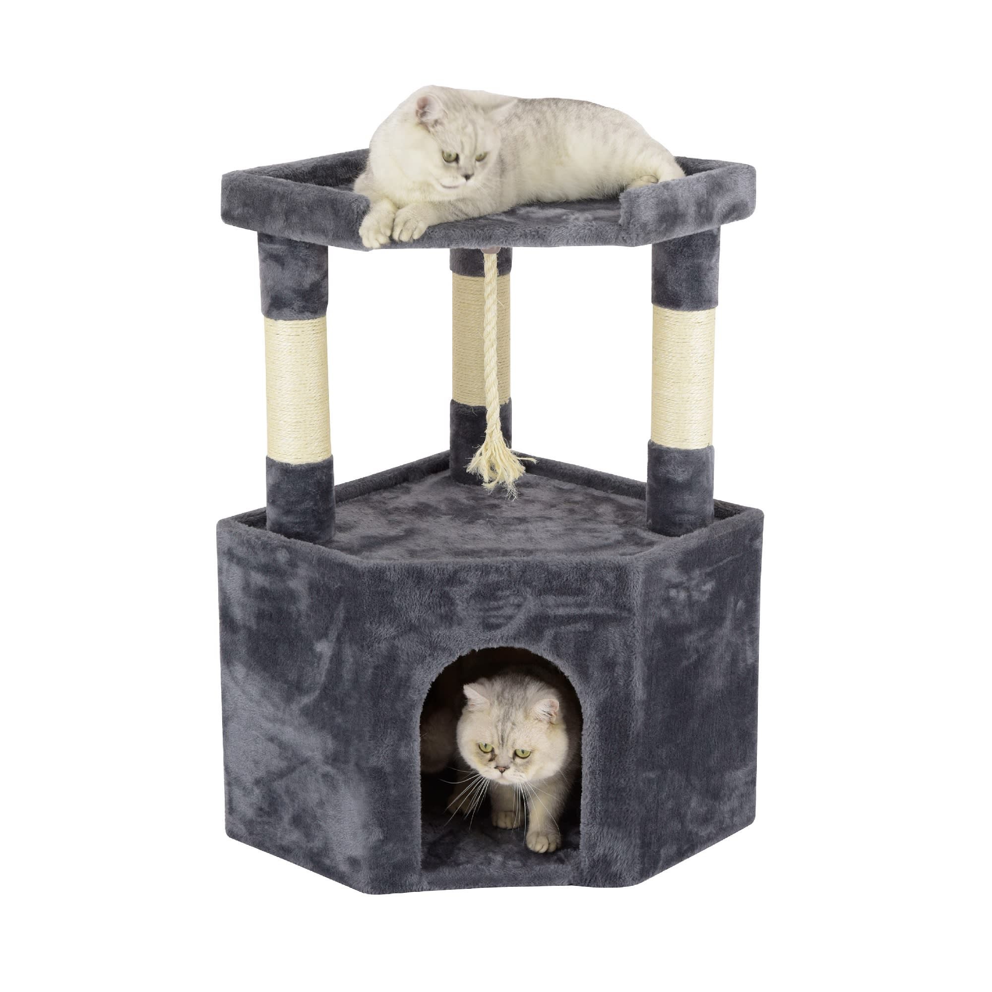 Go Pet Club Gray Cat Tree Condo with Large Perch, 32" H Petco