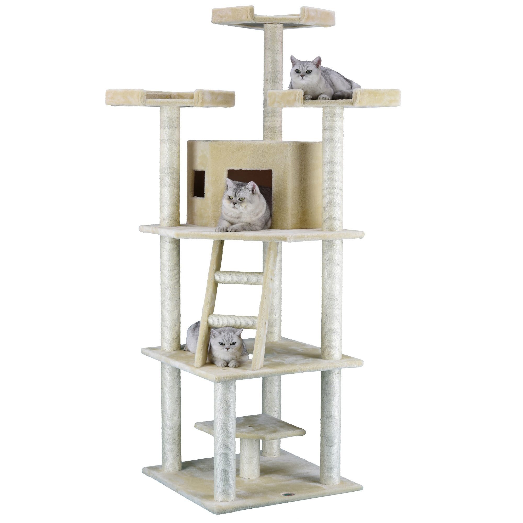 Go Pet Club Classic Beige Cat Tree House with Sisal Scratching Post ...