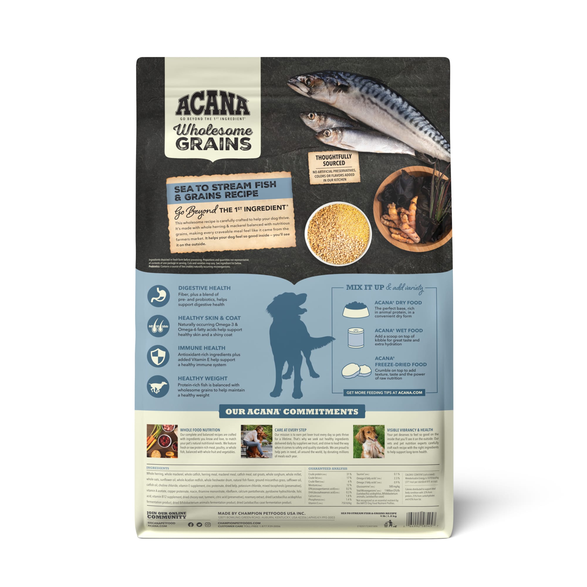 ACANA Wholesome Grains Sea To Stream Fish Grains Recipe Dry Dog