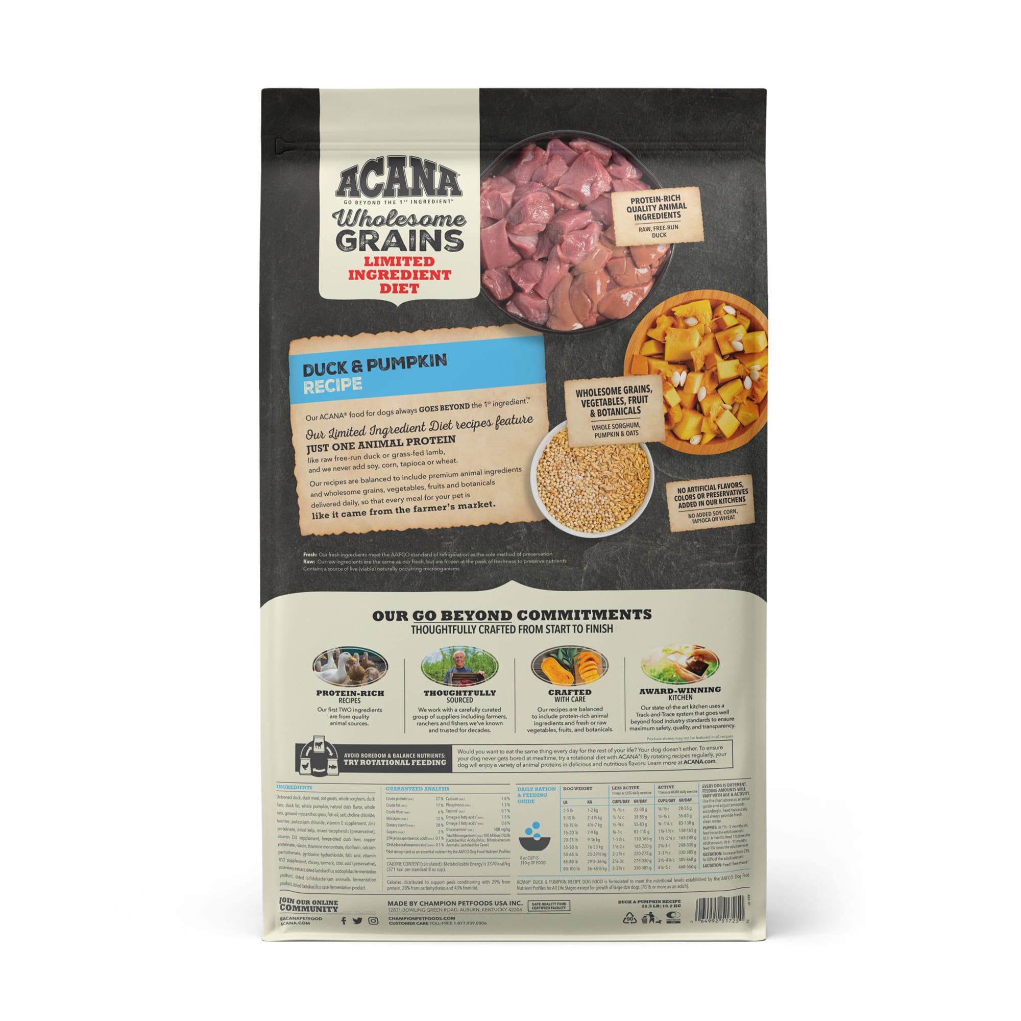 ACANA Wholesome Grains Duck Pumpkin Recipe Dry Dog Food 22.5