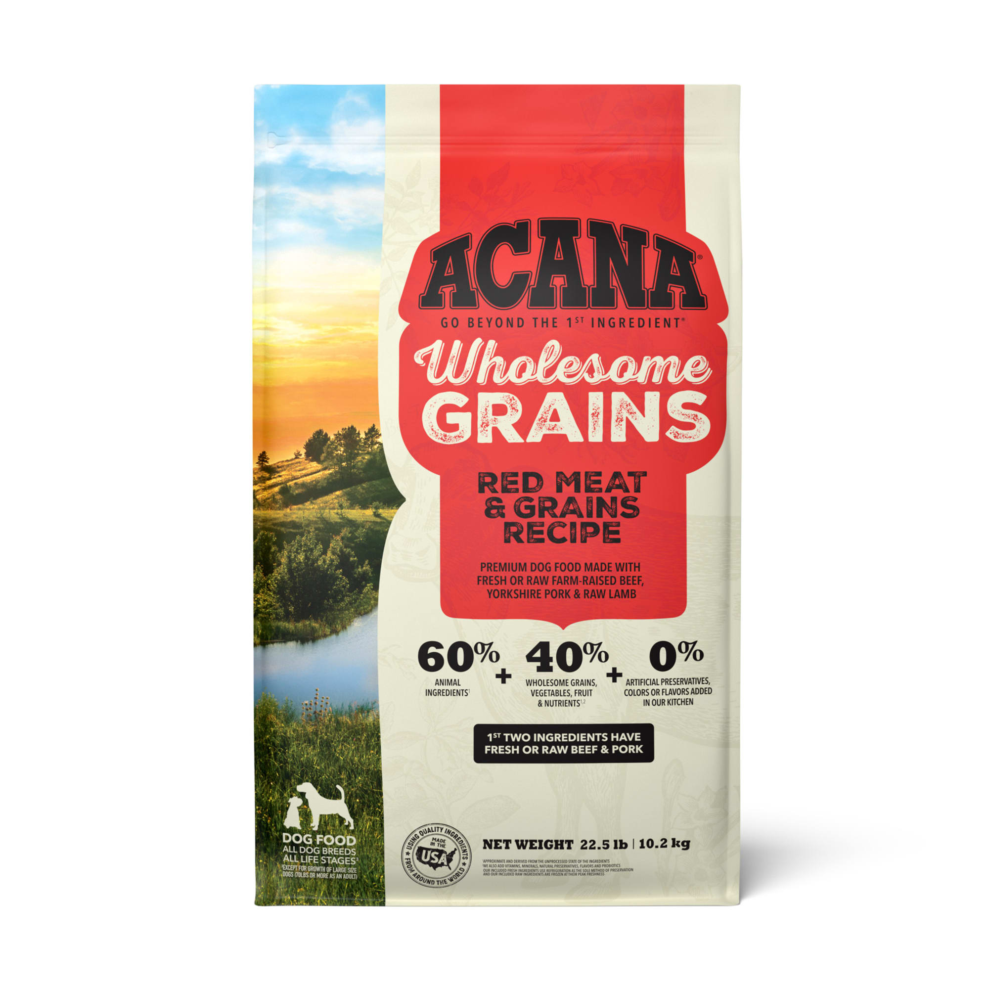 ACANA Wholesome Grains Red Meat Grains Recipe Dry Dog Food 22.5