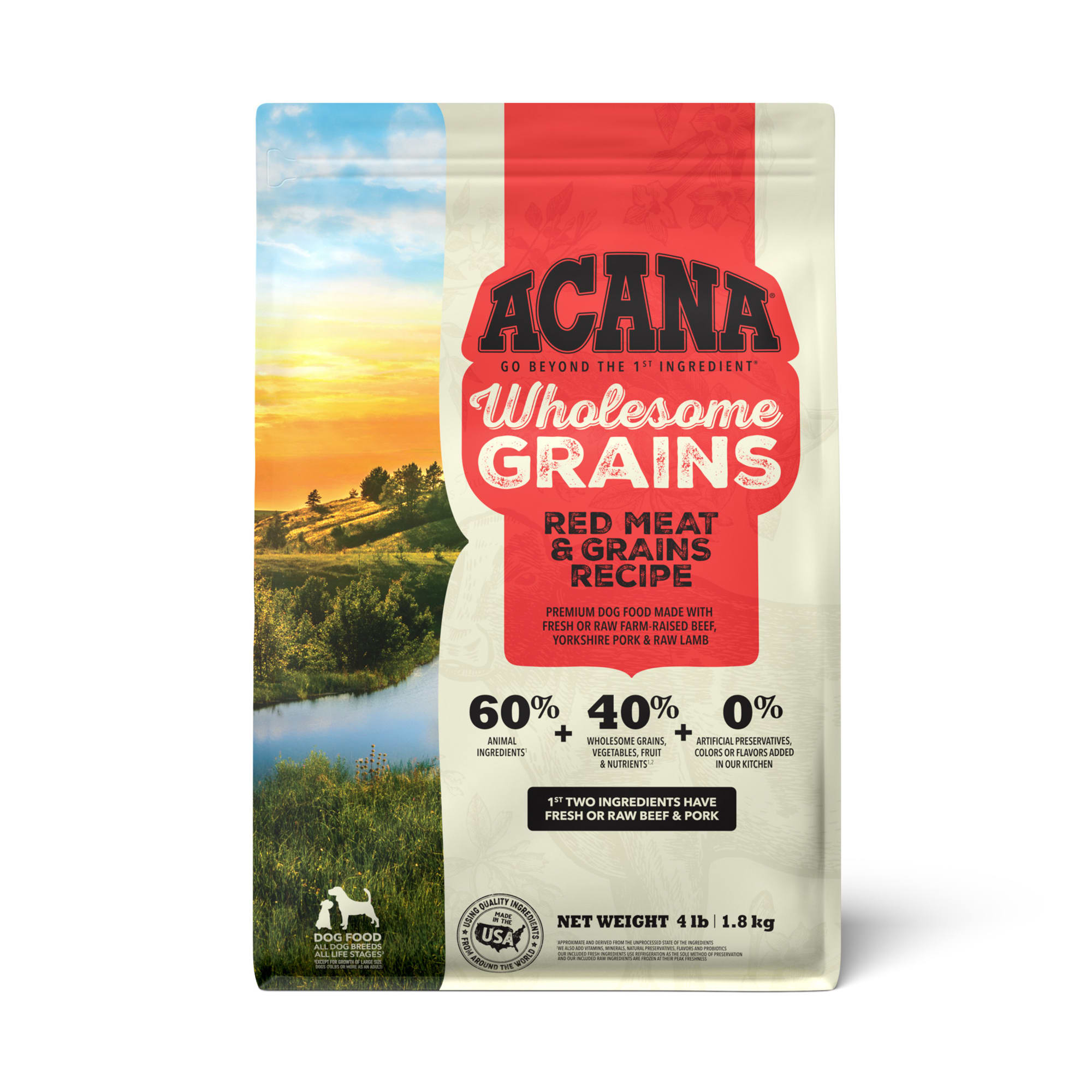 ACANA Wholesome Grains Red Meat Grains Recipe Dry Dog Food 22.5