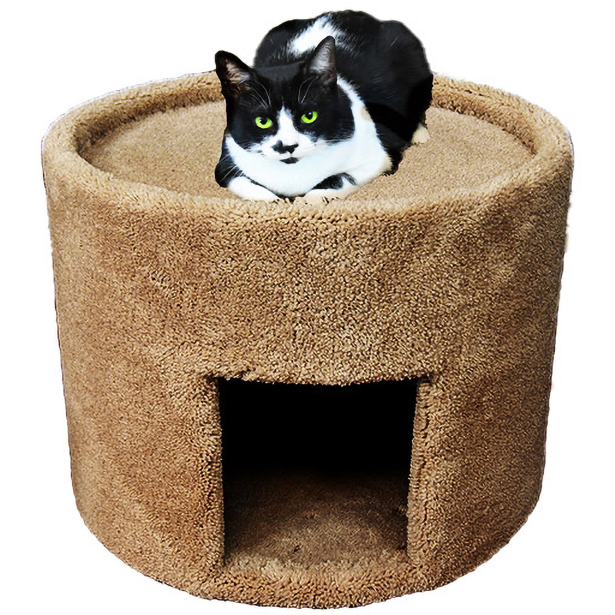 New Cat Condos Carpeted Brown Cat Bed and House, 17" H Petco