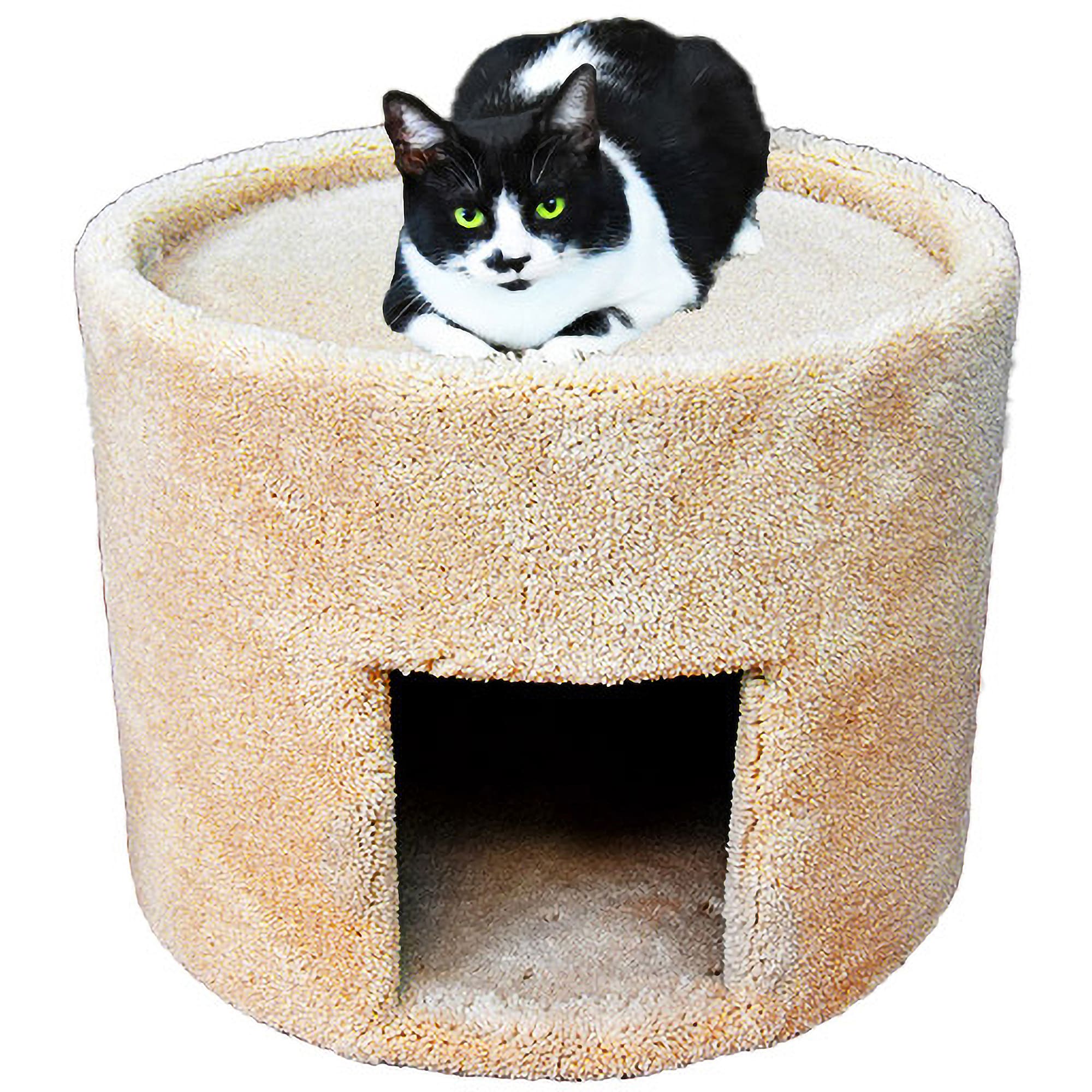 New Cat Condos Carpeted Tan Cat Bed and House, 17" H Petco