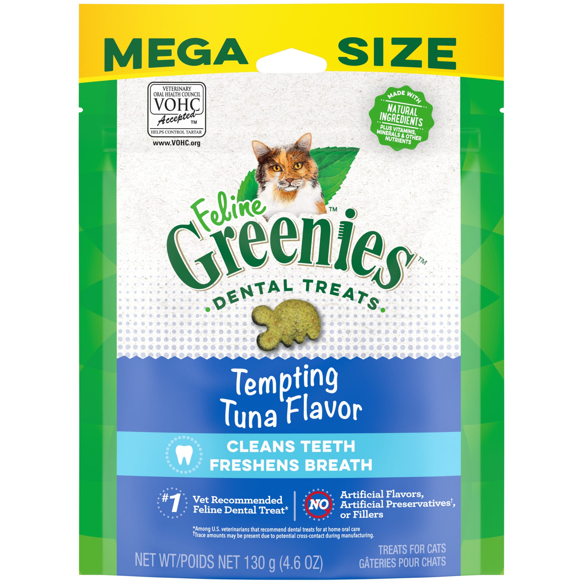 Feline Greenies Tempting Tuna Flavor Adult Dental Cat Treats, 4.6 oz