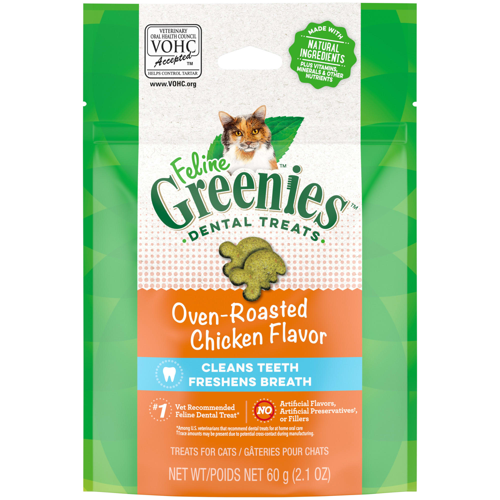 Feline Greenies Oven Roasted Chicken Flavor Adult Dental Cat Treats, 2