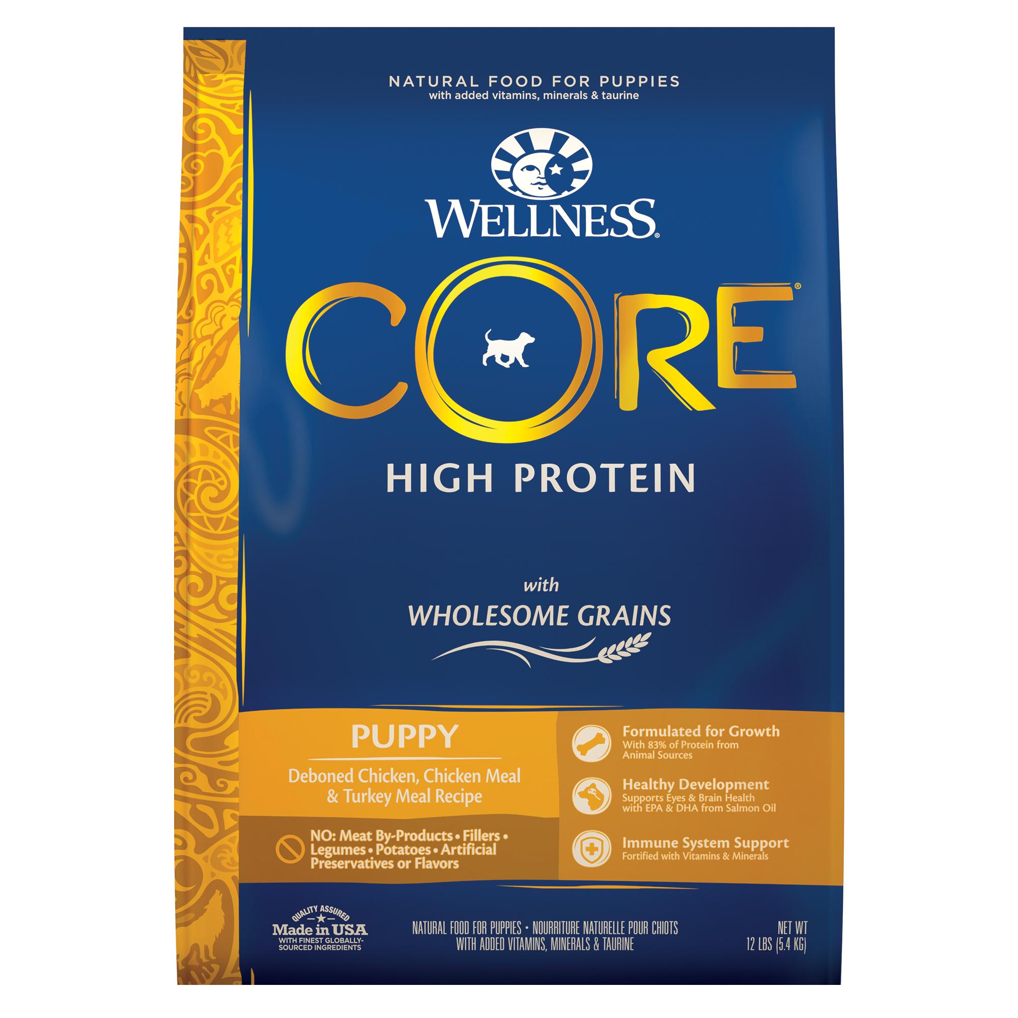 Wellness CORE Wholesome Grains Chicken Recipe Dry Puppy Food, 12 lbs ...