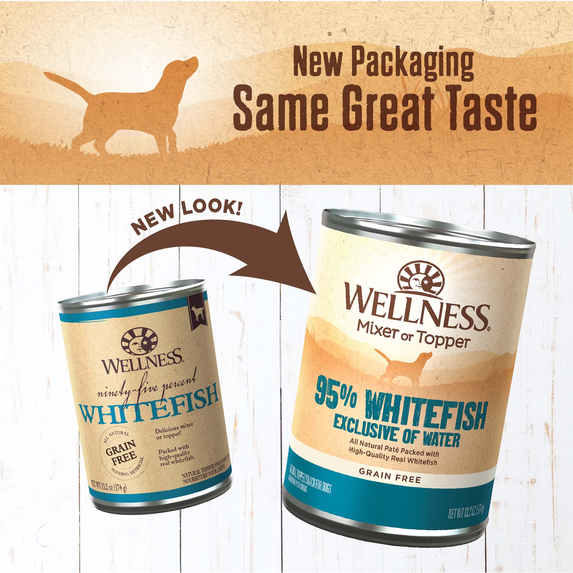 Wellness 95 Whitefish Natural Grain Free Wet Canned Dog Food 13.2 oz. Case of 12 Petco