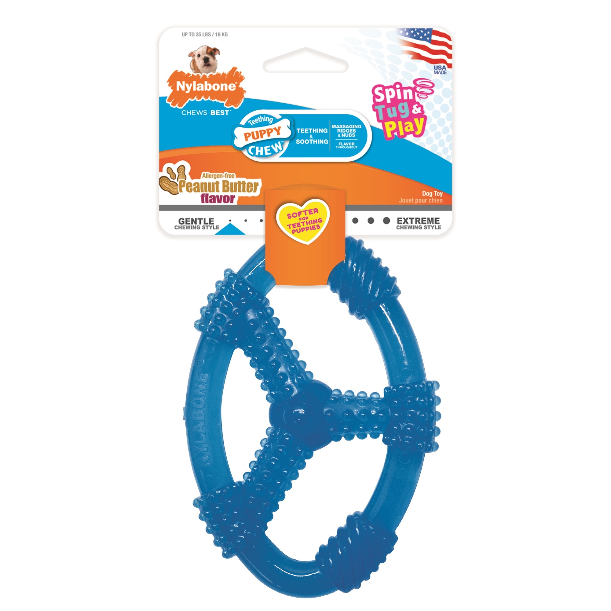 Nylabone Spin Tug & Play Puppy Ring Toy, Medium Petco
