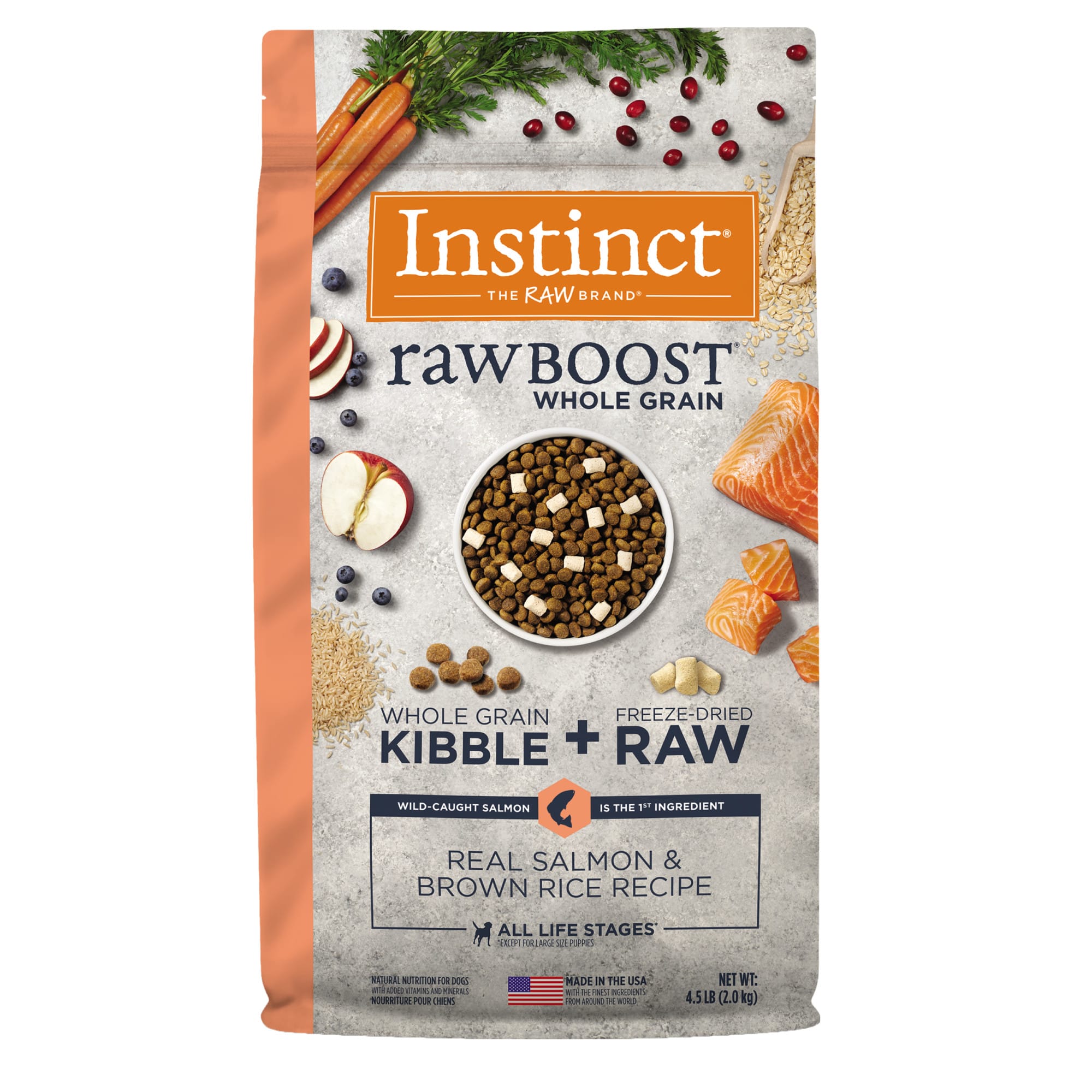 Instinct Raw Boost Whole Grain Real Salmon Brown Rice Recipe Natural Dry Dog Food 4.5 lbs