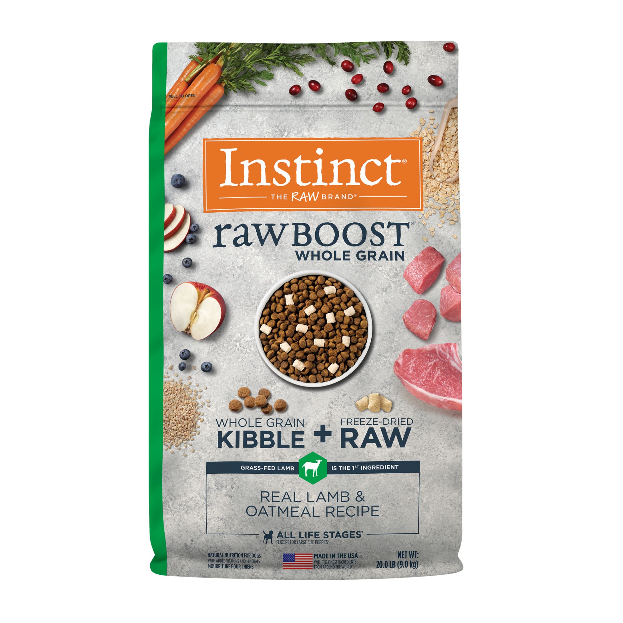 Instinct Raw Boost Whole Grain Real Lamb Oatmeal Dry Dog Food 4.5lb