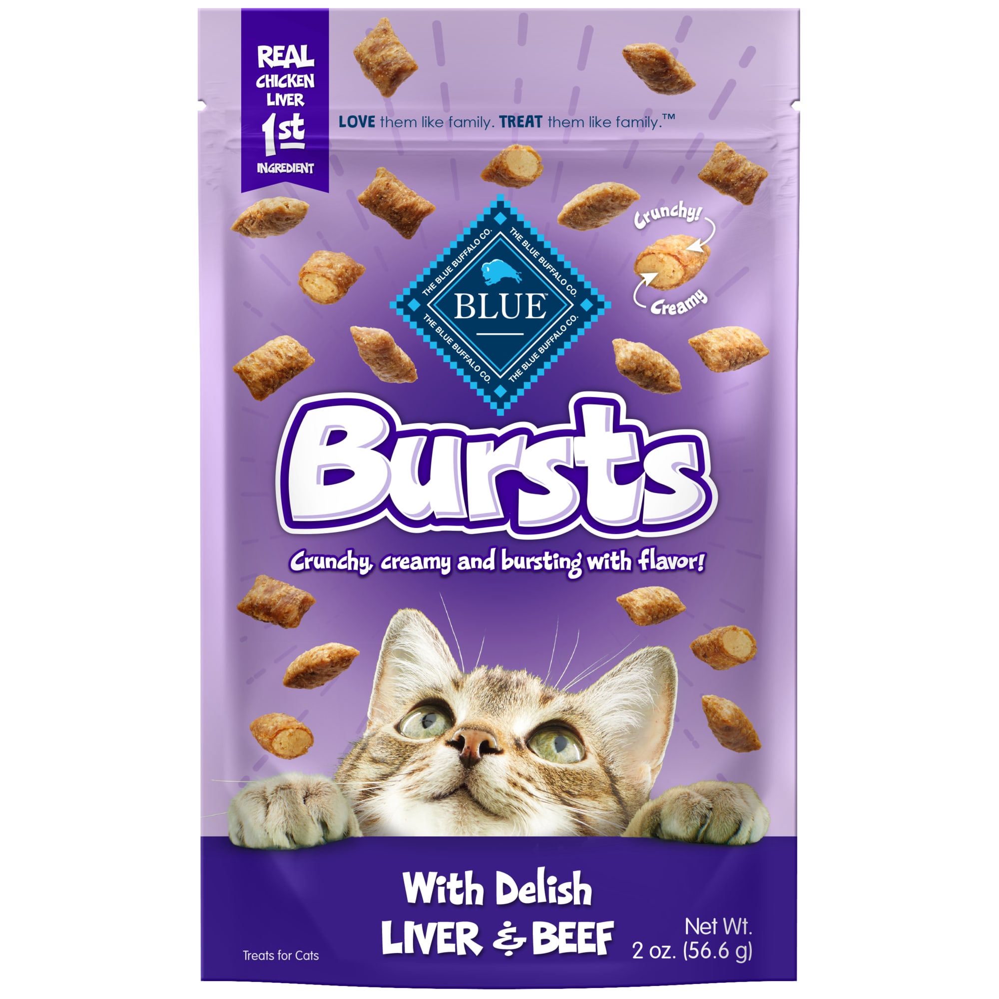 Blue Buffalo Bursts Feline Chicken Liver and Beef Flavour Cat Treats, 2
