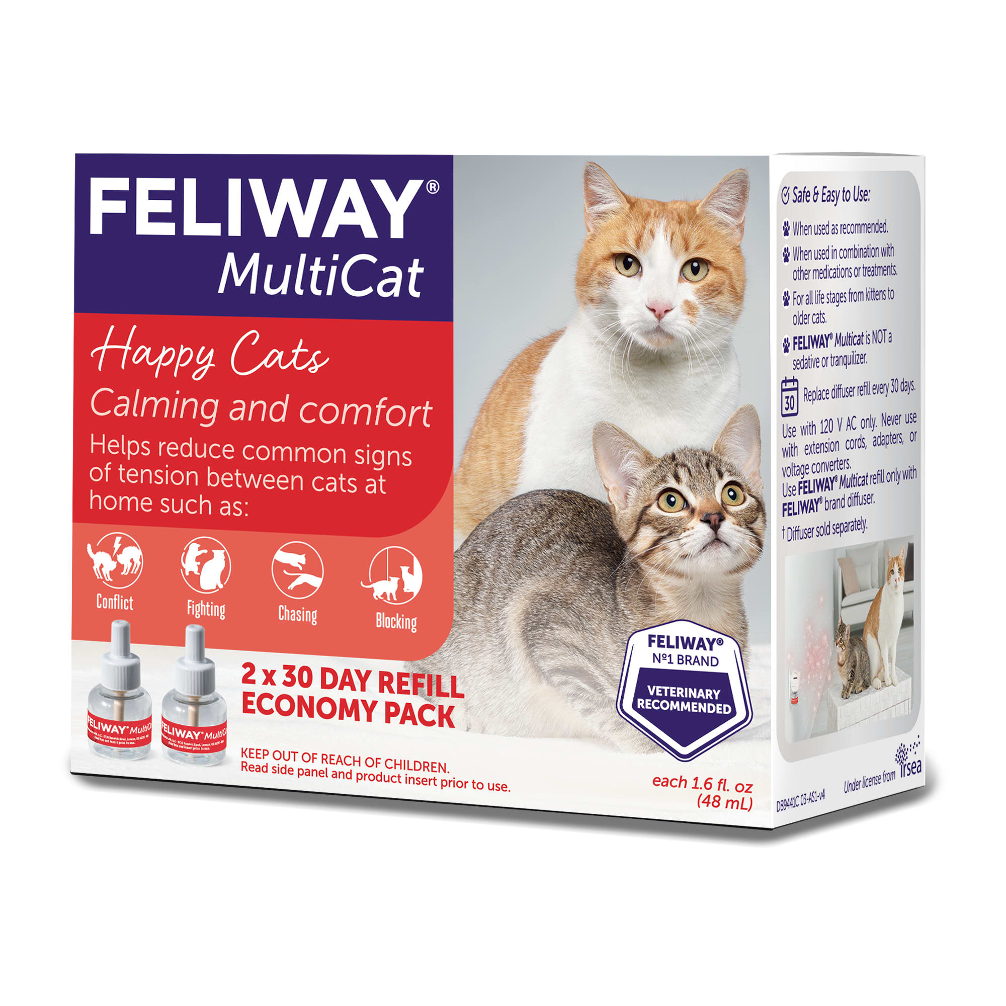 Feliway Multicat 30 Day Diffuser Refill for Cats, Pack of 2