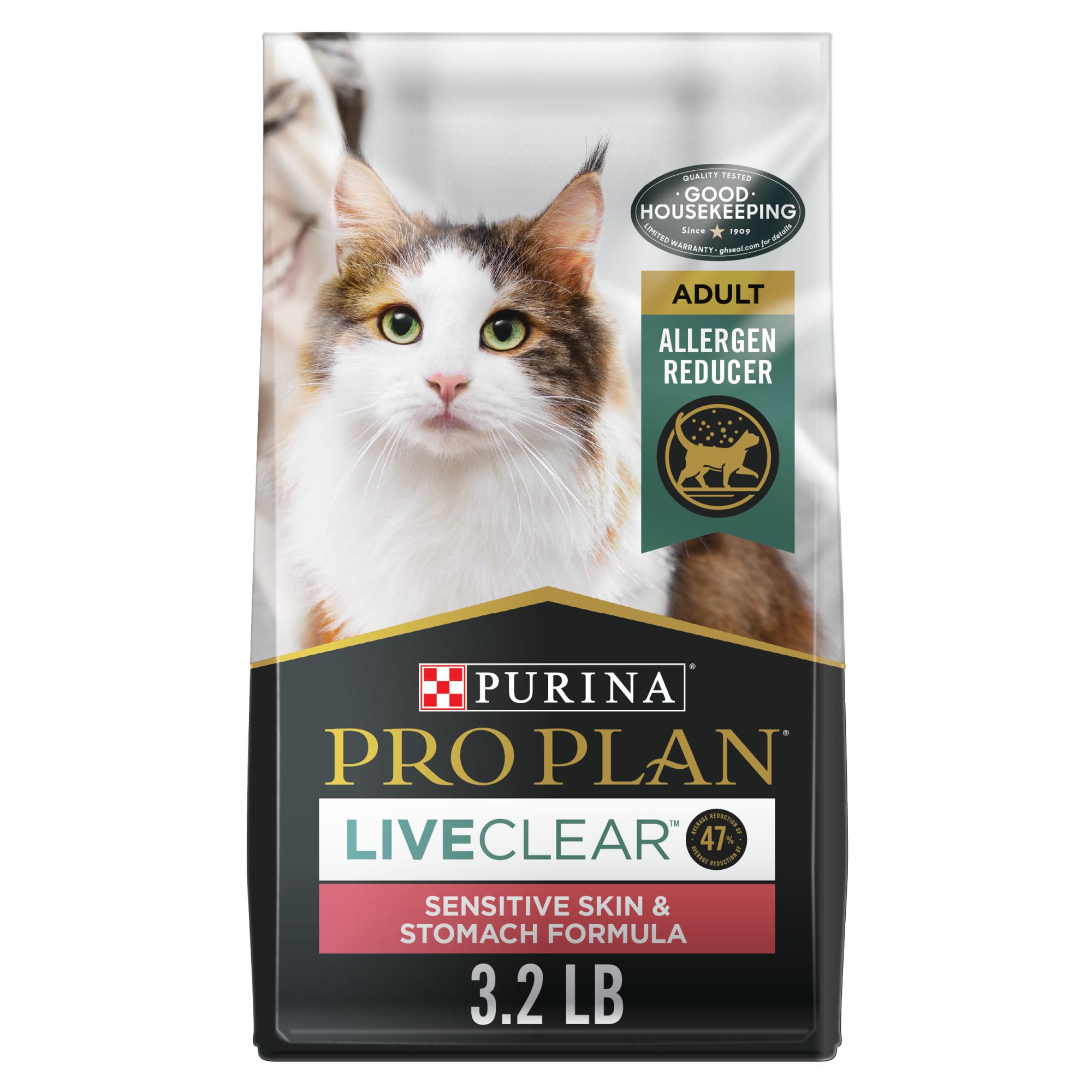 Purina Pro Plan High Protein LiveClear Turkey & Oatmeal Formula Allergen  Reducing Dry Cat Food, 3.2 lbs.