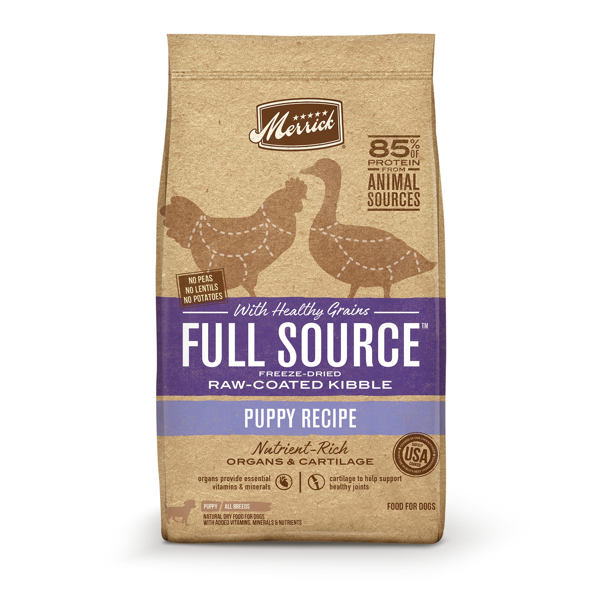 Merrick Full Source Raw-Coated Kibble Puppy Chicken Recipe with Healthy