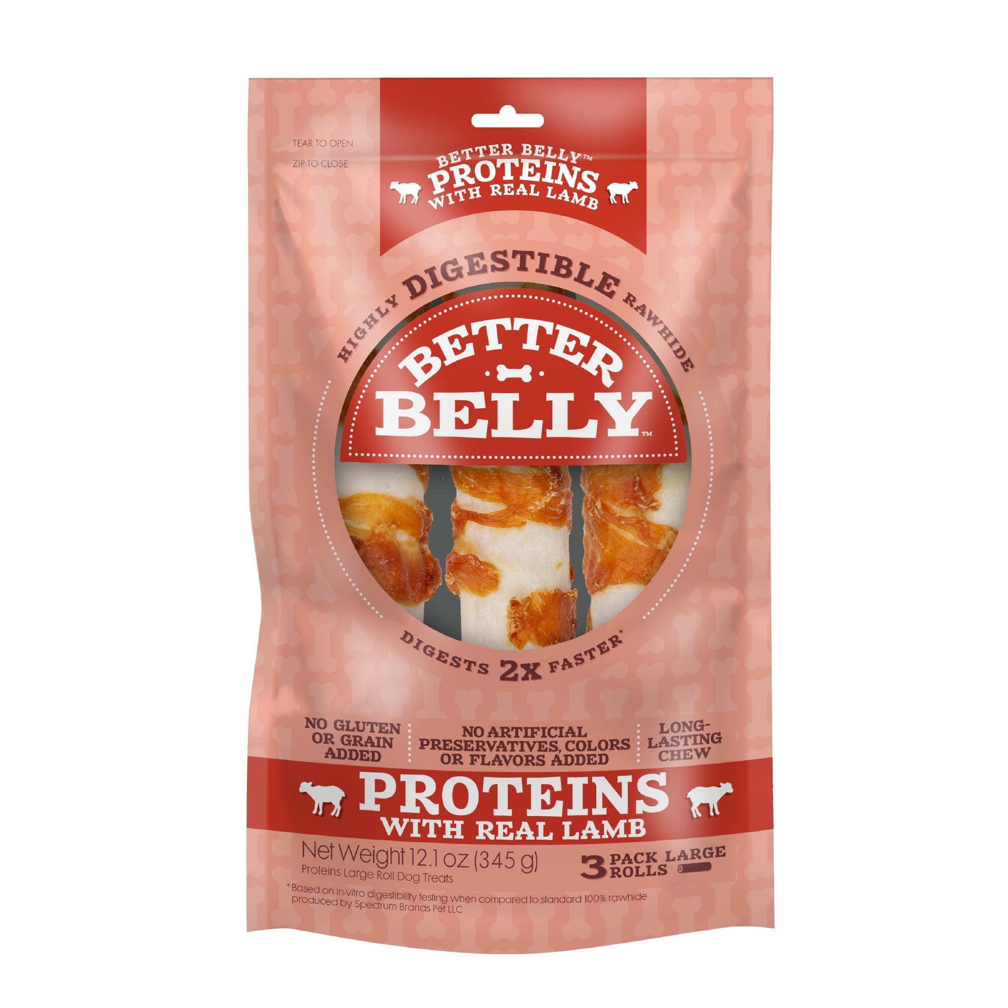 Better Belly Lamb Protein Chews for Large Dogs, 12.1 oz