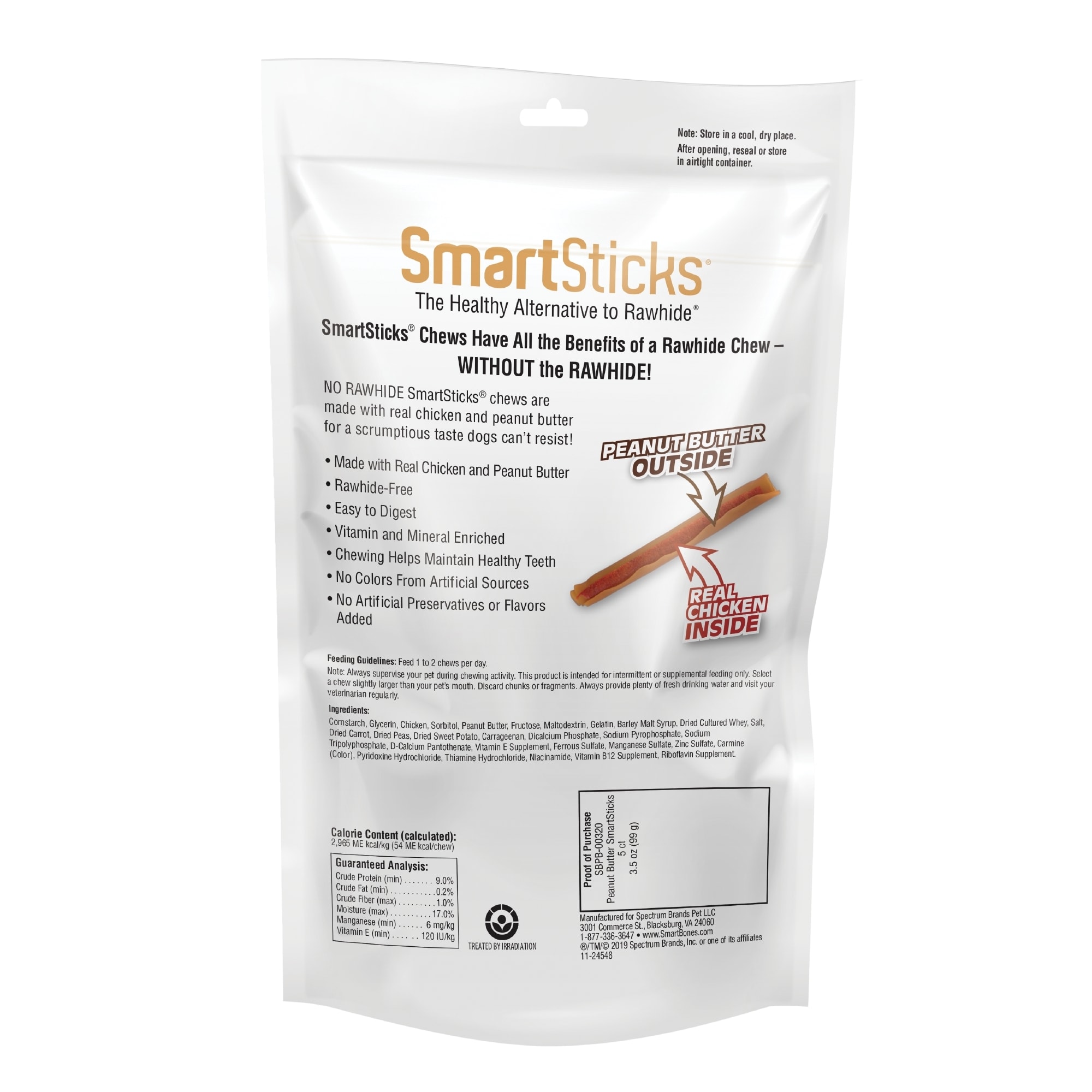 SmartBones SmartSticks Chicken and Peanut Butter Rawhide Free Dog Chew 5 Count