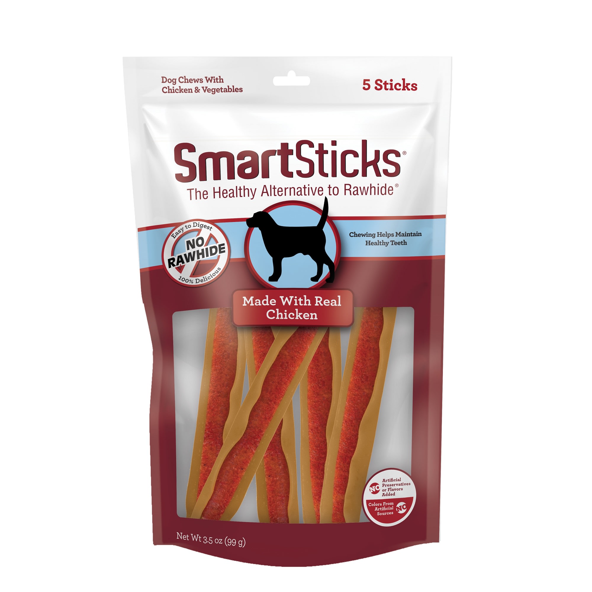 SmartBones SmartSticks Vegetable Chicken No Rawhide Dog Chews 3.5 oz. Count of 5