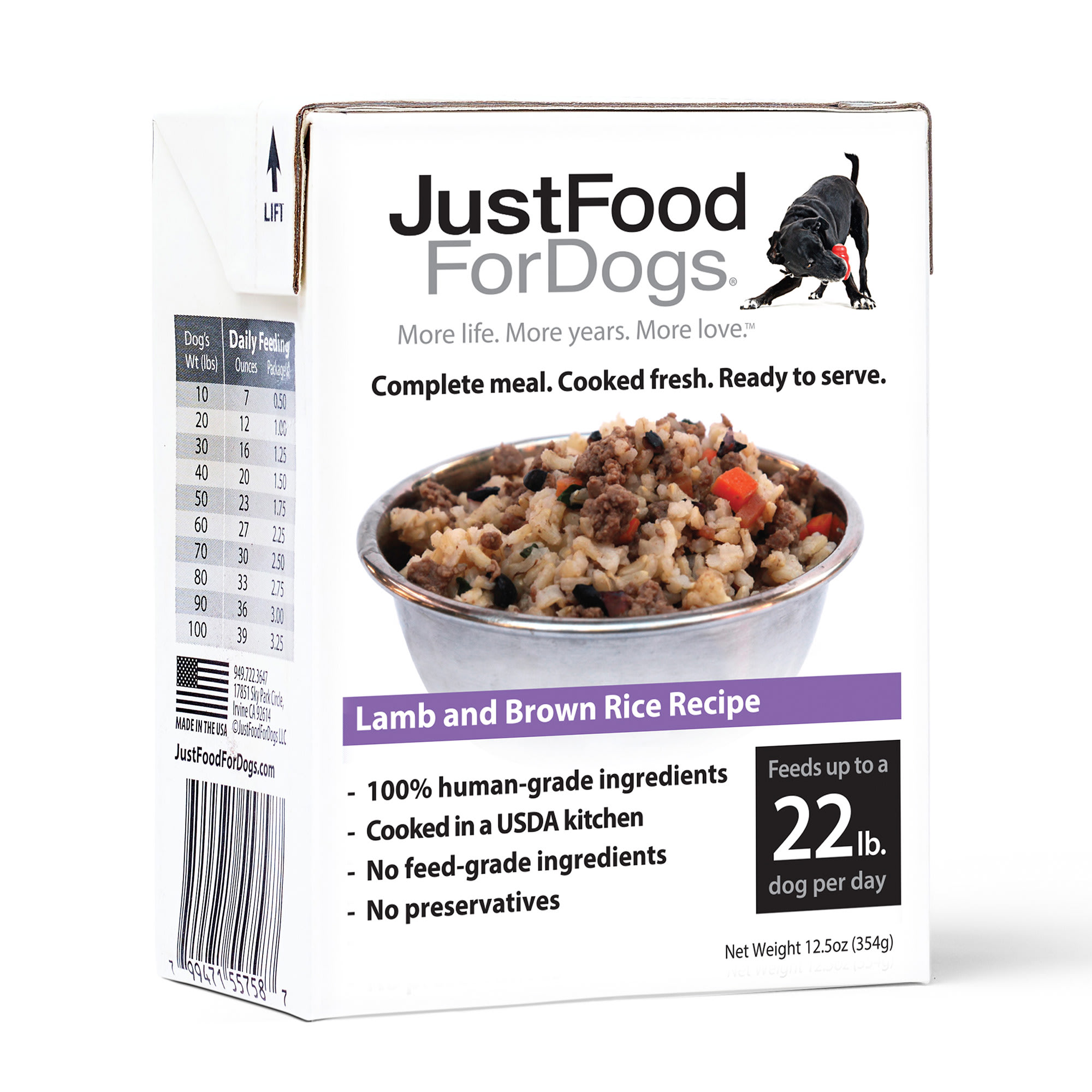 JustFoodForDogs Pantry Fresh Lamb and Brown Rice Wet Dog Food, 12.5 oz.,  Case of 12