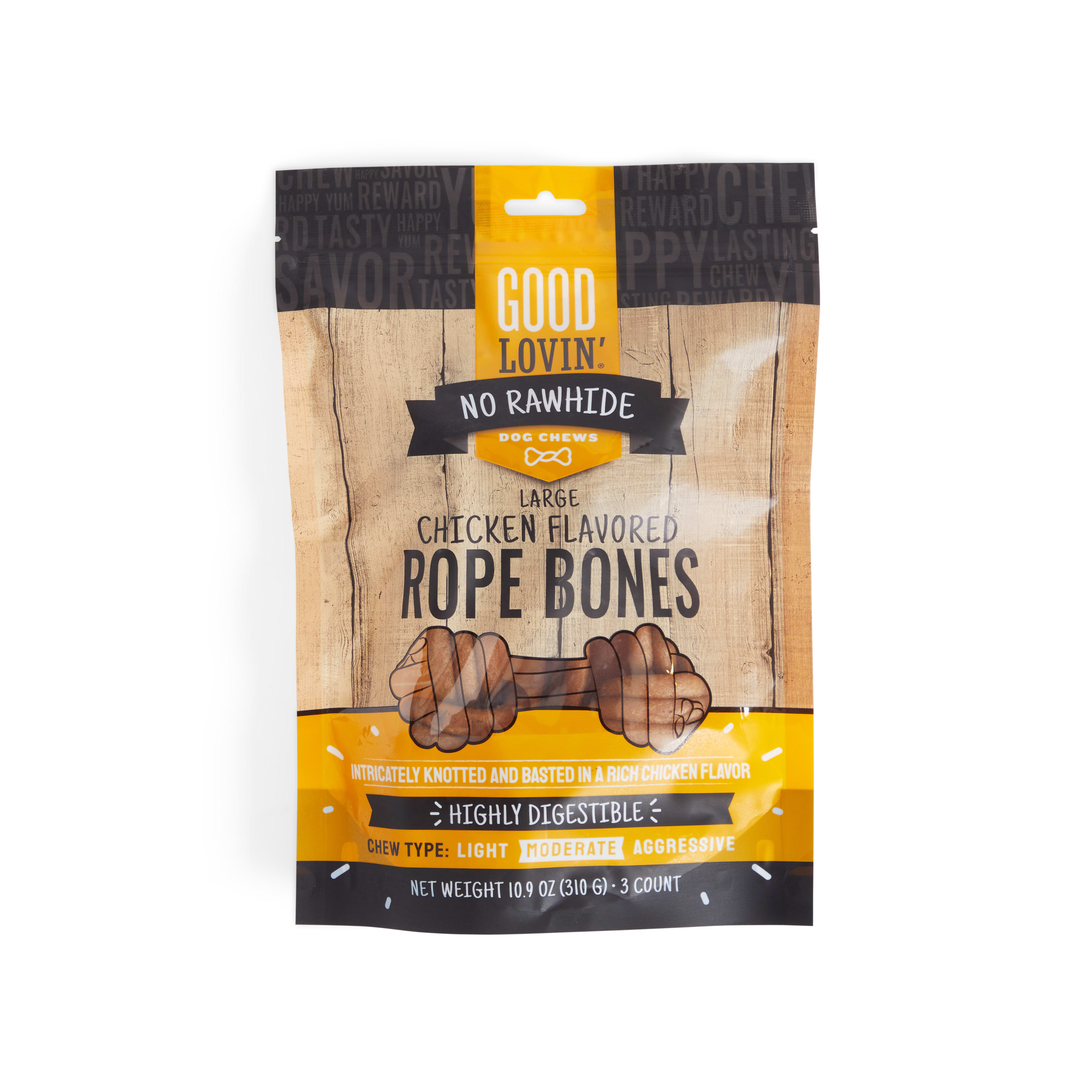 Good Lovin' Chicken-Flavored Rope Bones No-Rawhide Dog Chews, Large, 10 