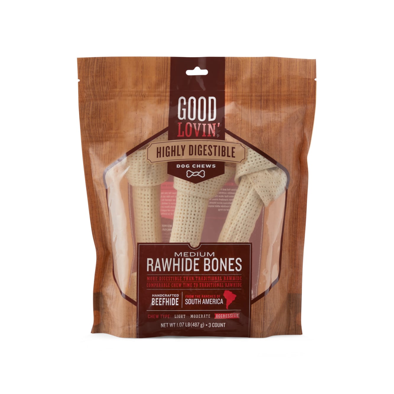 Good Lovin Highly Digestible Rawhide Bones for Dogs 17.2 oz