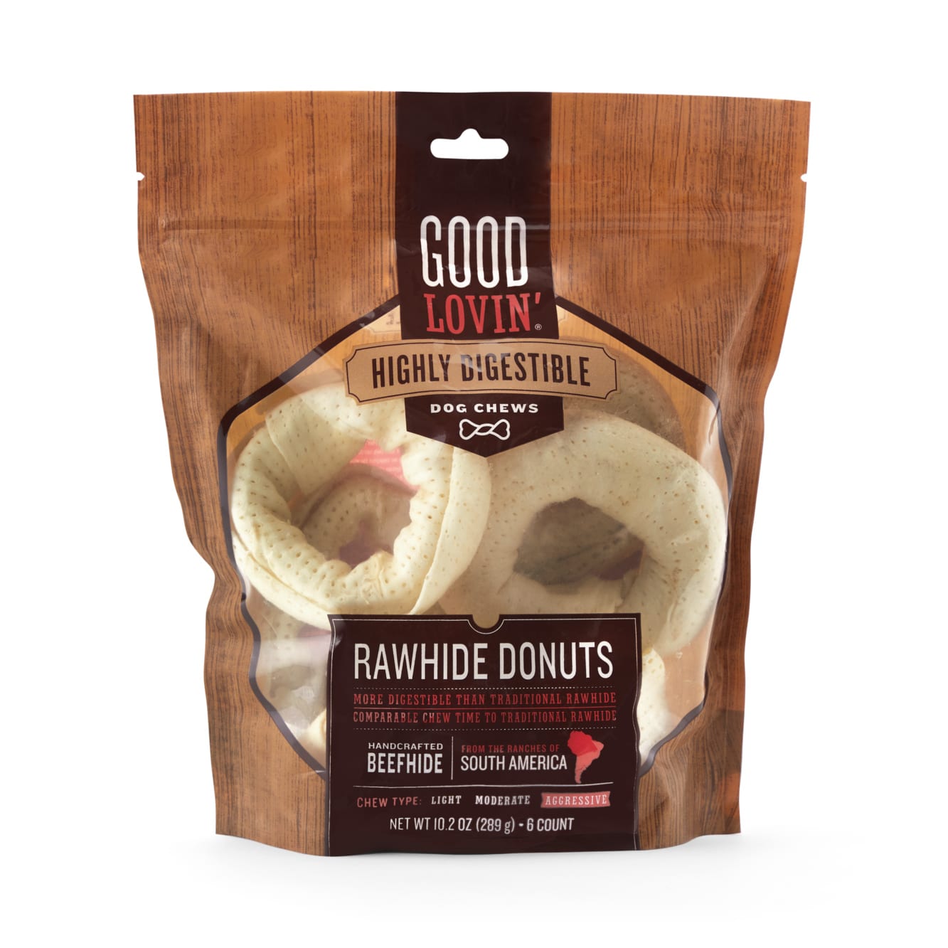 Good Lovin Highly Digestible Rawhide Donuts Dog Treats 10.2 oz