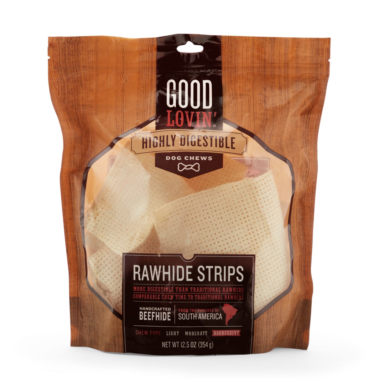 Digestible rawhide outlet chews for dogs