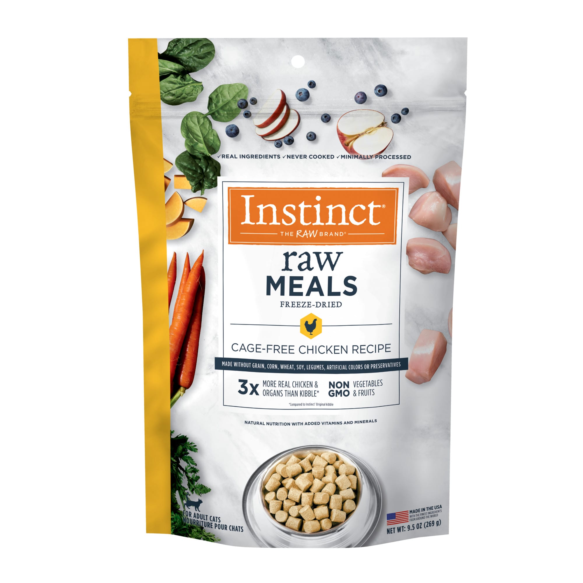 Instinct Freeze Dried Raw Meals Grain Free Cage Free Chicken Recipe Cat Food 9.5 oz