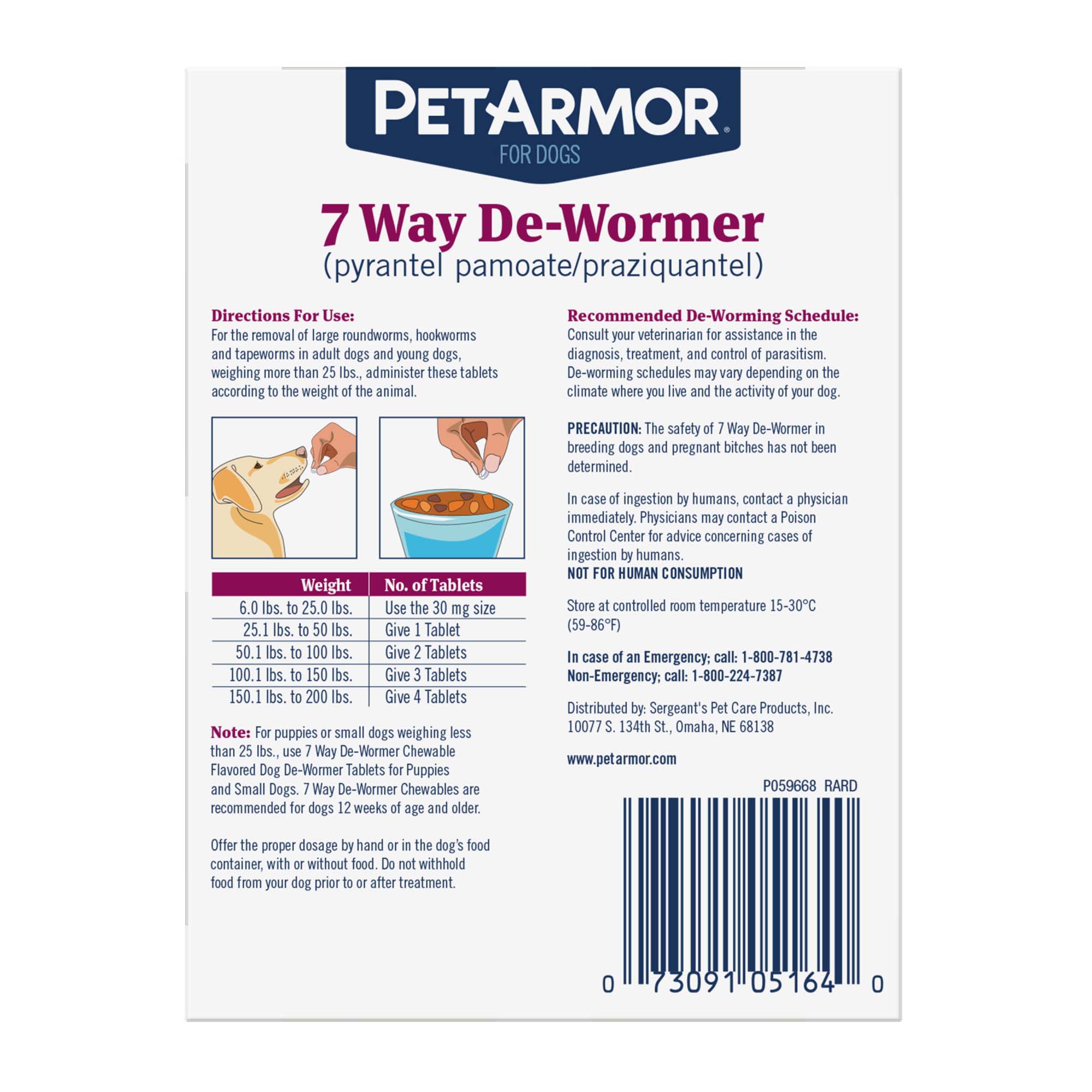 PetArmor 7 Way Dewormer for Hookworms, Roundworms & Tapeworms for Medium &  Large Breed Dogs