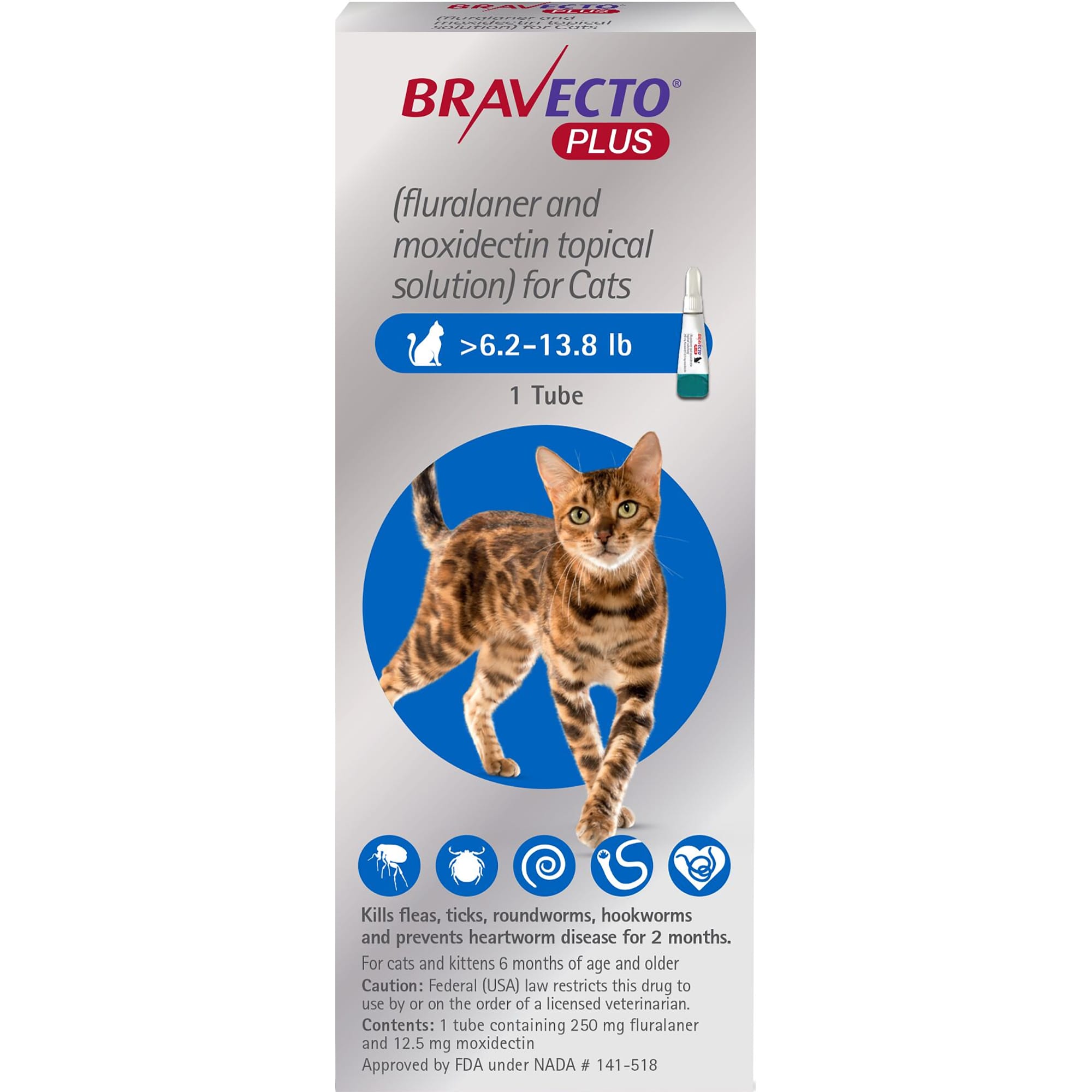 Bravecto Plus Topical Solution for Cats Greater Than 6.213.8 lbs, 2